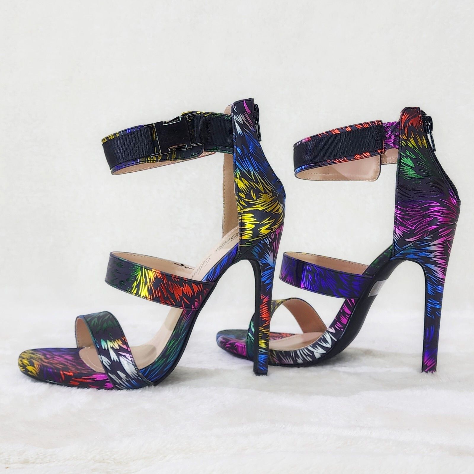 Other Festive Colorful Metallic Reflective Triple Strap Mini Platf Size US 6.5 / IT 36.5 - 2 Thumbnail