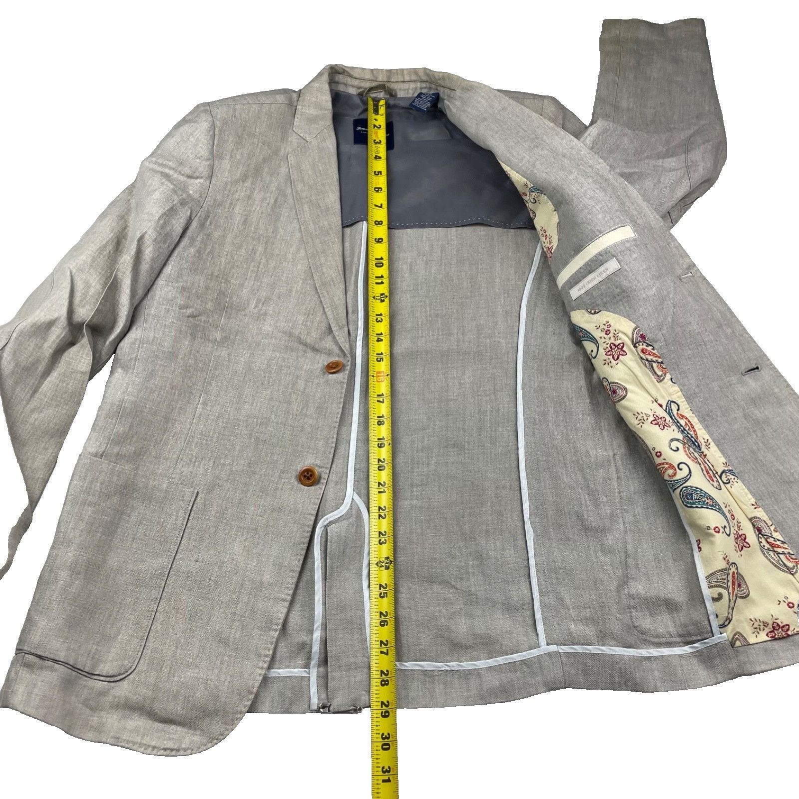Tommy Bahama Tommy Bahama Men’s 100% Irish Linen 2-Button Blazer Beige/Ta Size 40R - 9 Thumbnail