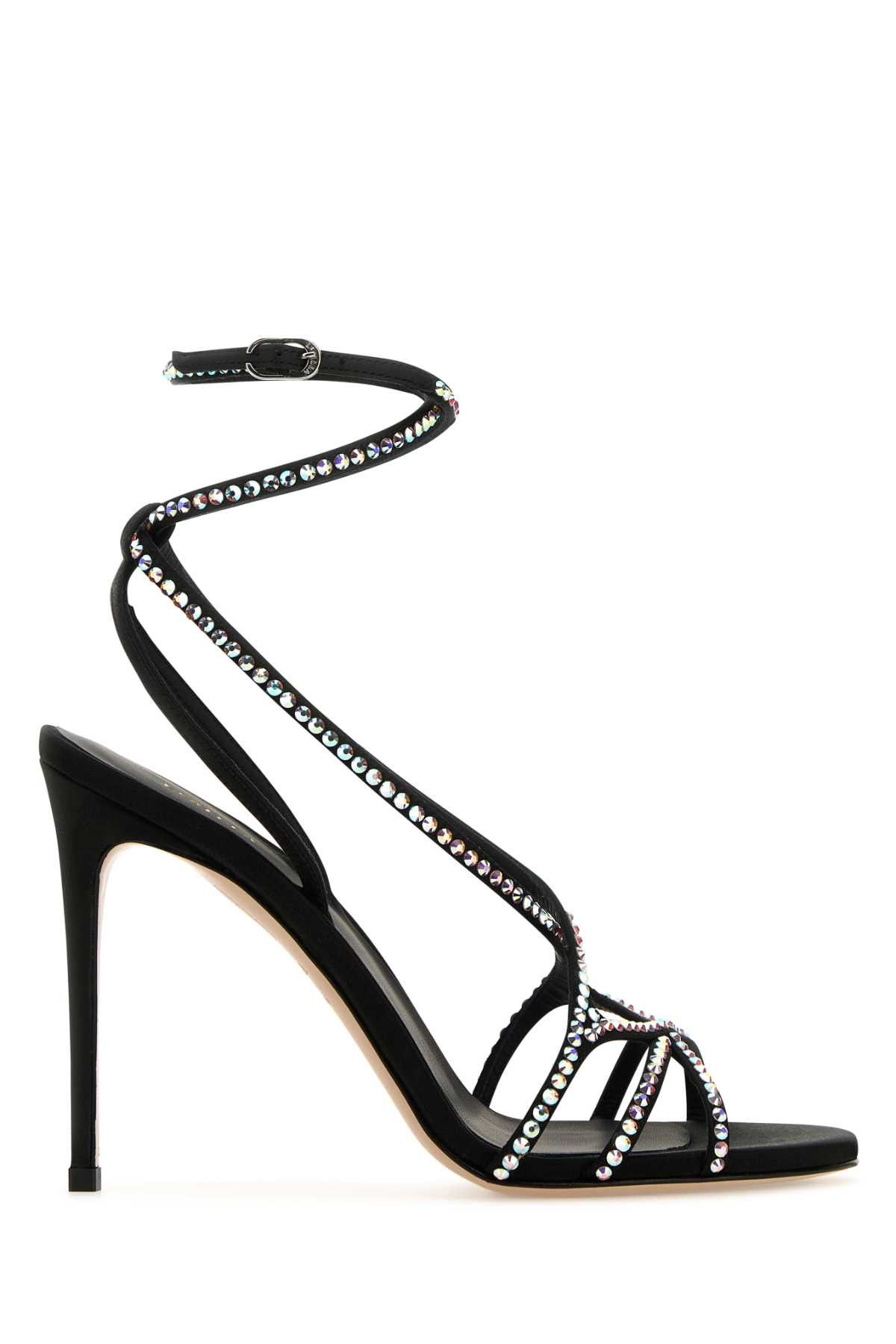image of Le Silla Embellished Satin Belen Sandals in Black, Women's (Size 6)