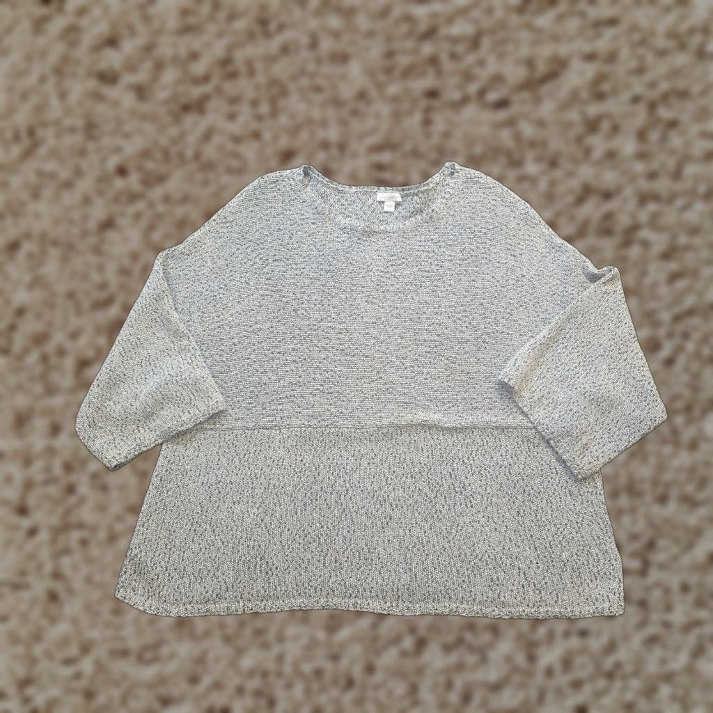 J. Jill J. Jill Sweater Womens Large Gray Kimono Sleeve Boxy Round Neck Casual Basic Pullover Knit Cotton Size L / US 10 / IT 46 - 1 Thumbnail