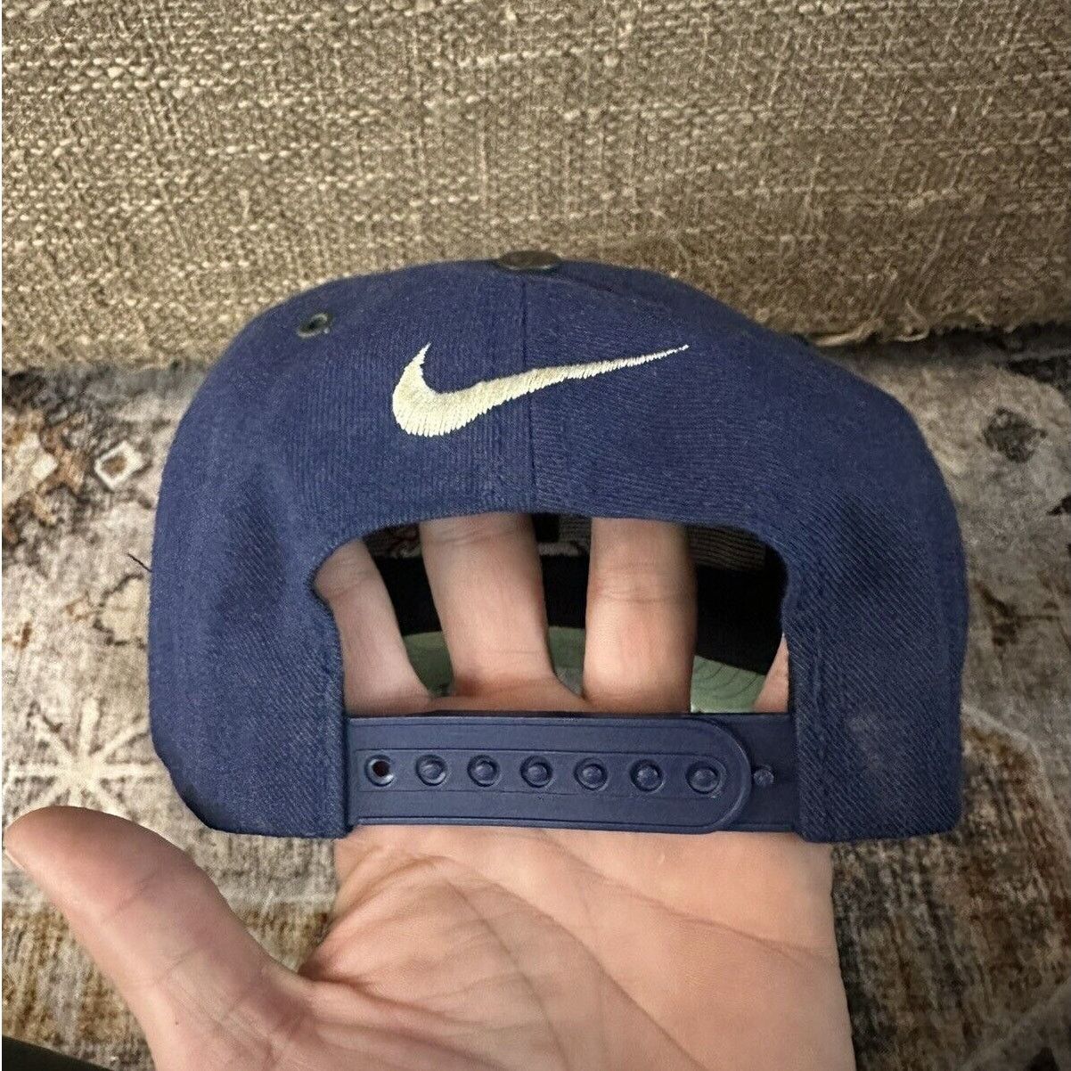 Nike × Vintage VTG Nike Embroidered Spell Out Snapback Cap Navy Orange Size ONE SIZE - 2 Thumbnail