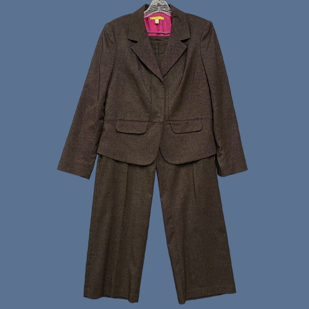 Vintage Sigrid Olsen Pantsuit Women's 10 Brown Blazer Slacks Career Office Set of 2 - Jacket Pants, Brown, Regular, 2 Piece, Veuillez, Dry Clean Only Size 32" / US 10 / IT 46 - 1 Thumbnail