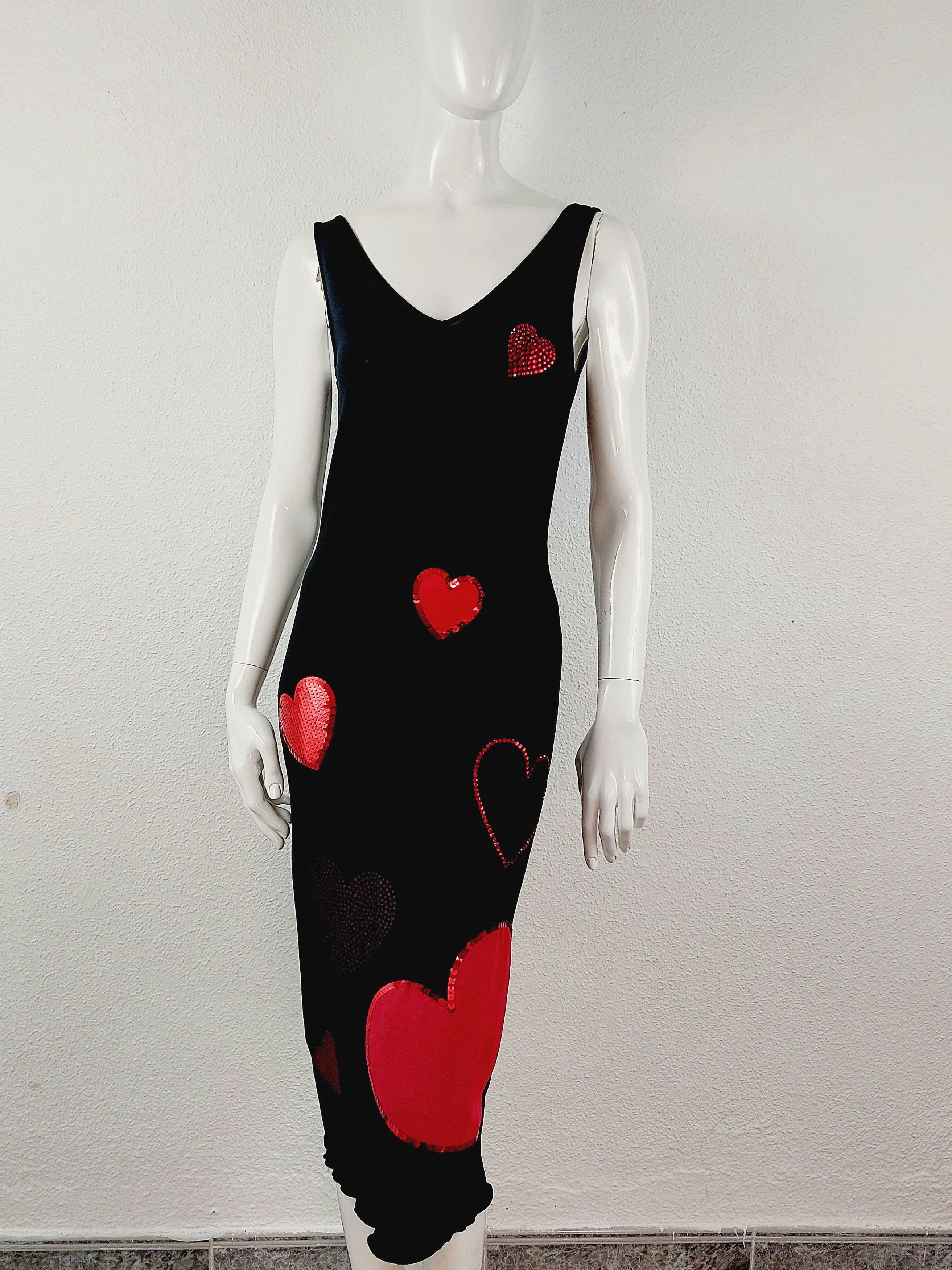 Moschino Moschino Heart Love Rhinestone Sequin Maxi Dress Size S / US 4 / IT 40 - 2 Thumbnail