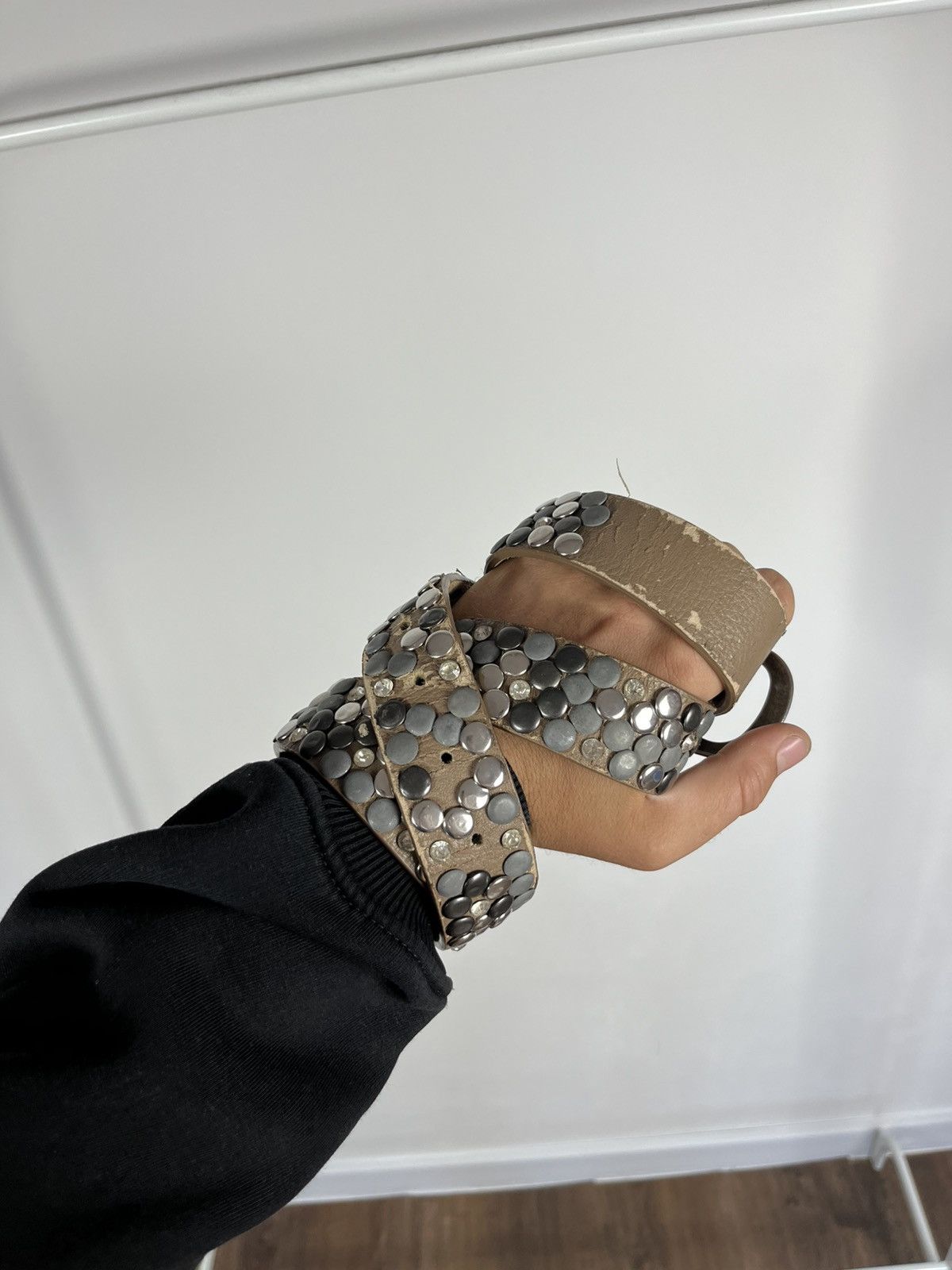 Other Vintage Studded Punk Belt 105cm 41in Rock Goth Metal Buckle Size ONE SIZE - 3 Thumbnail
