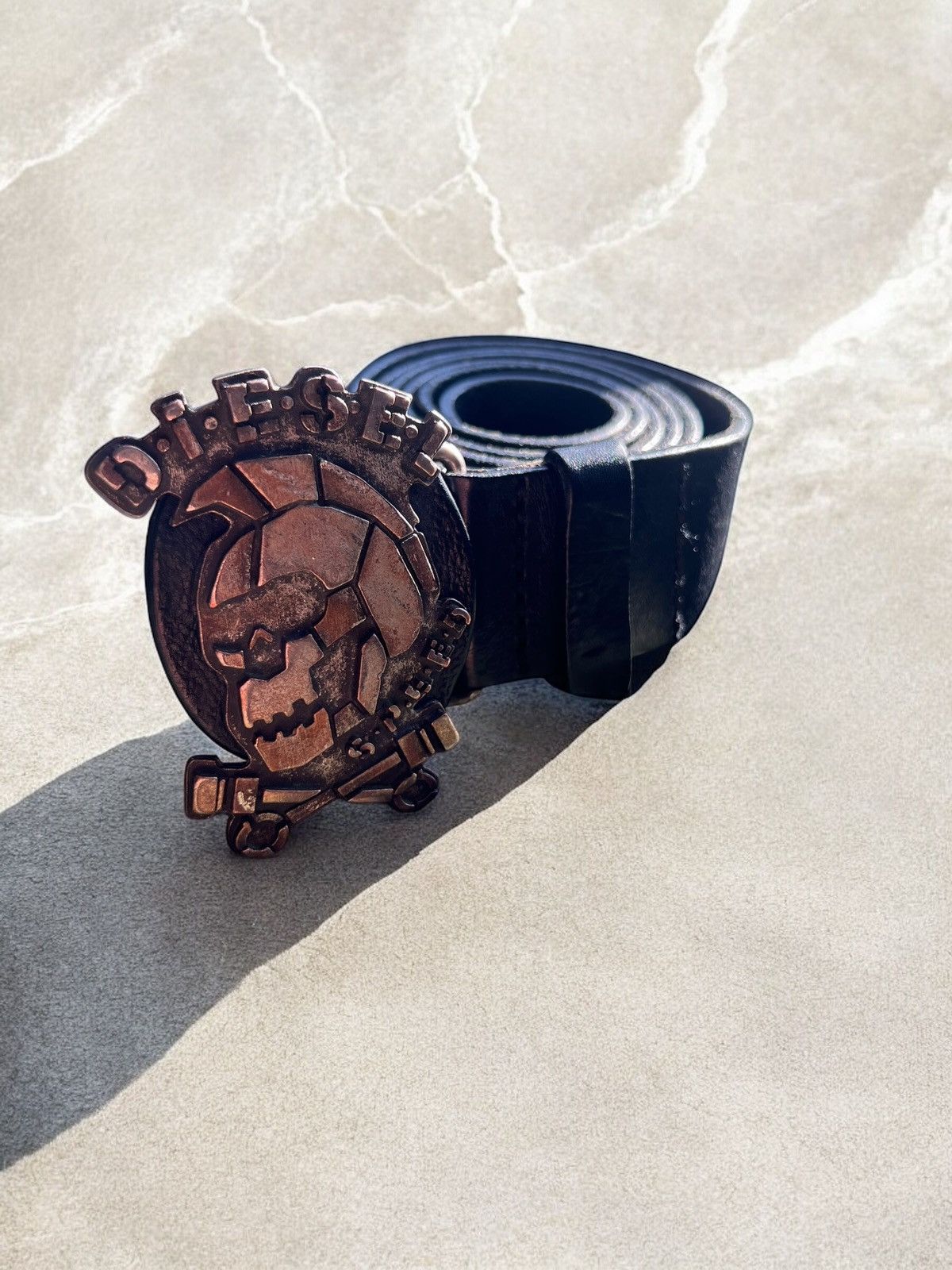 Diesel × Leather × Vintage DIESEL MOTOR SKULL METAL BELT Vintage LEATHER avant garde Size ONE SIZE - 1 Thumbnail