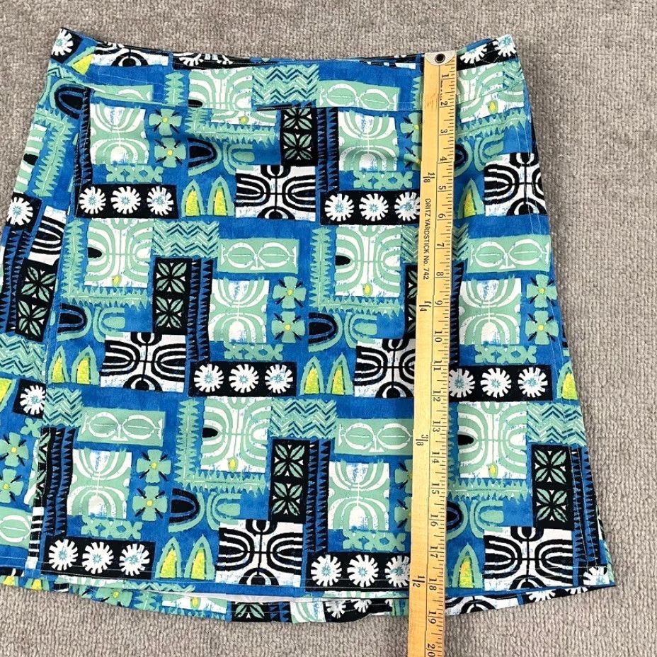 Vintage RipSkirt Hawaii Wrap Skirt Womens Medium Adjustable Waist Blue Green Geometric Beach Wrap Size 32" / US 10 / IT 46 - 3 Thumbnail