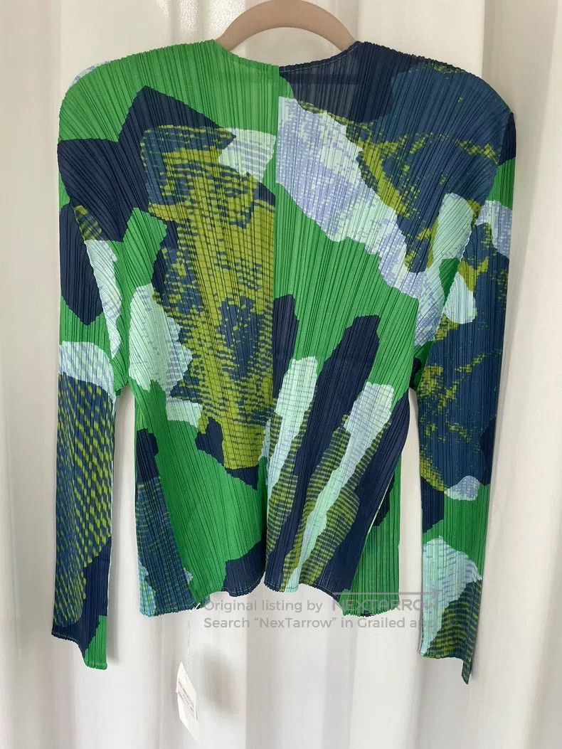 Issey Miyake Issey Miyake Green Meteorite Cardigan Size L / US 10 / IT 46 - 2 Thumbnail