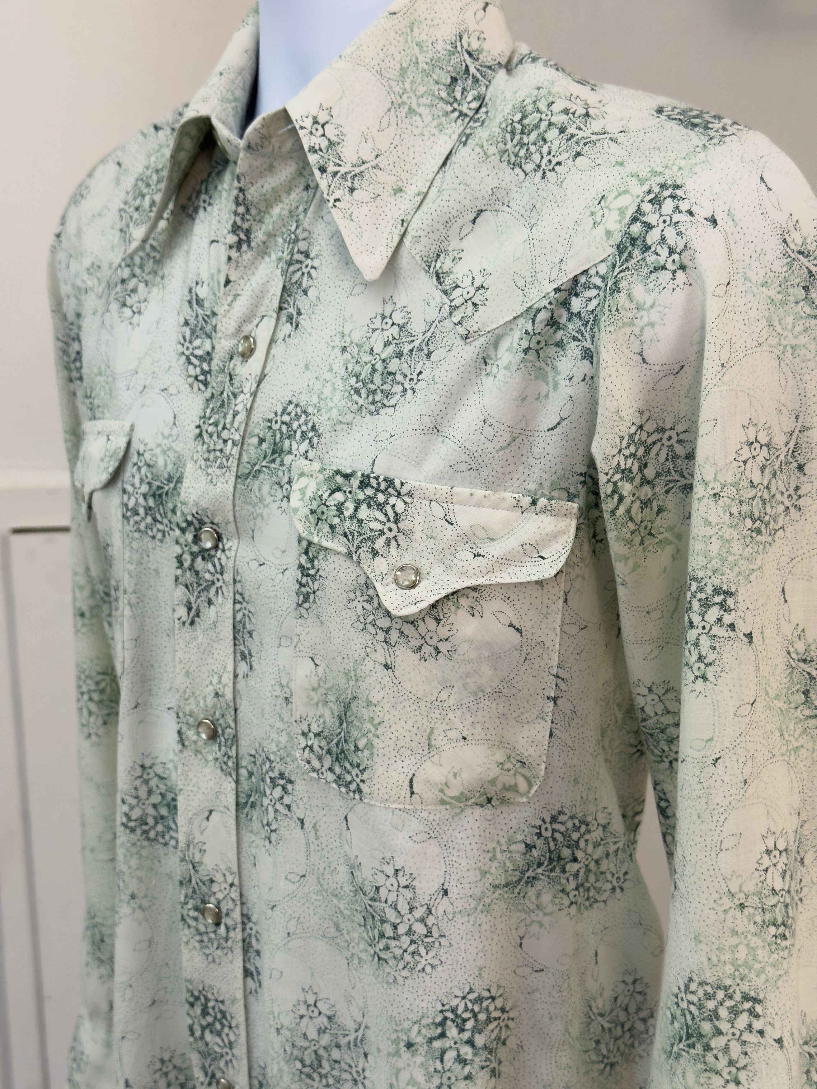 Other Vintage 70s Floral Western Button Up Shirt Pearl Snap Size US M / EU 48-50 / 2 - 3 Thumbnail