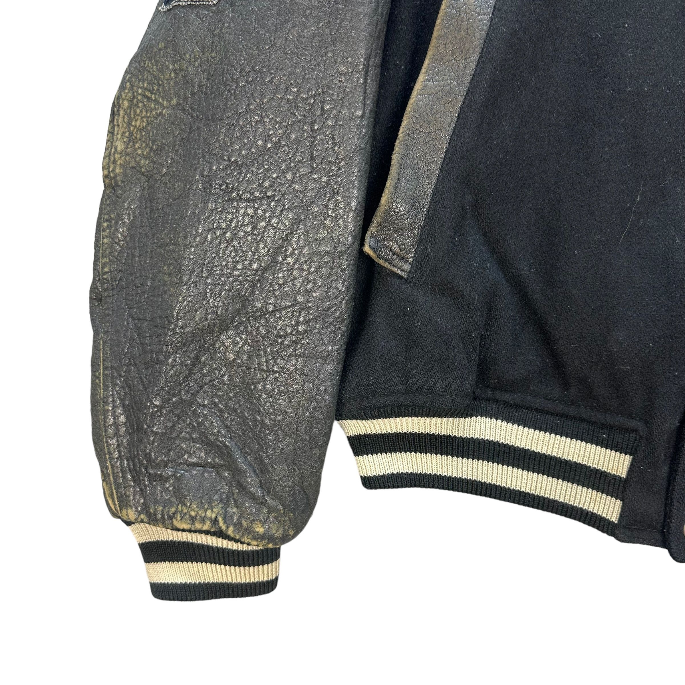Other TRASHED🔥 PERSPIRE HOMME WOOL LEATHER VARSITY #8921-039 Size US L / EU 52-54 / 3 - 7 Thumbnail