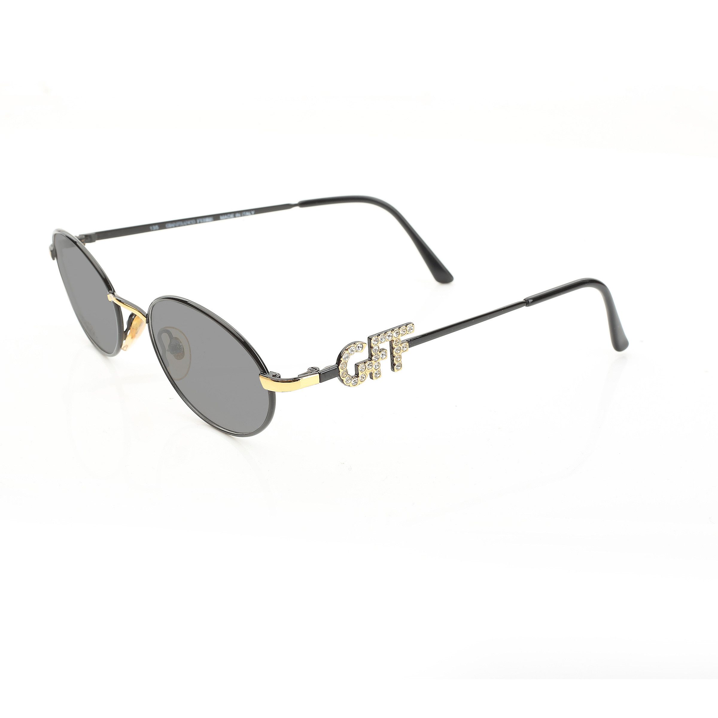 Gianfranco Ferre Gianfranco Ferre '90s Crystal Signature Blk Oval Sunglasses Size ONE SIZE - 2 Thumbnail