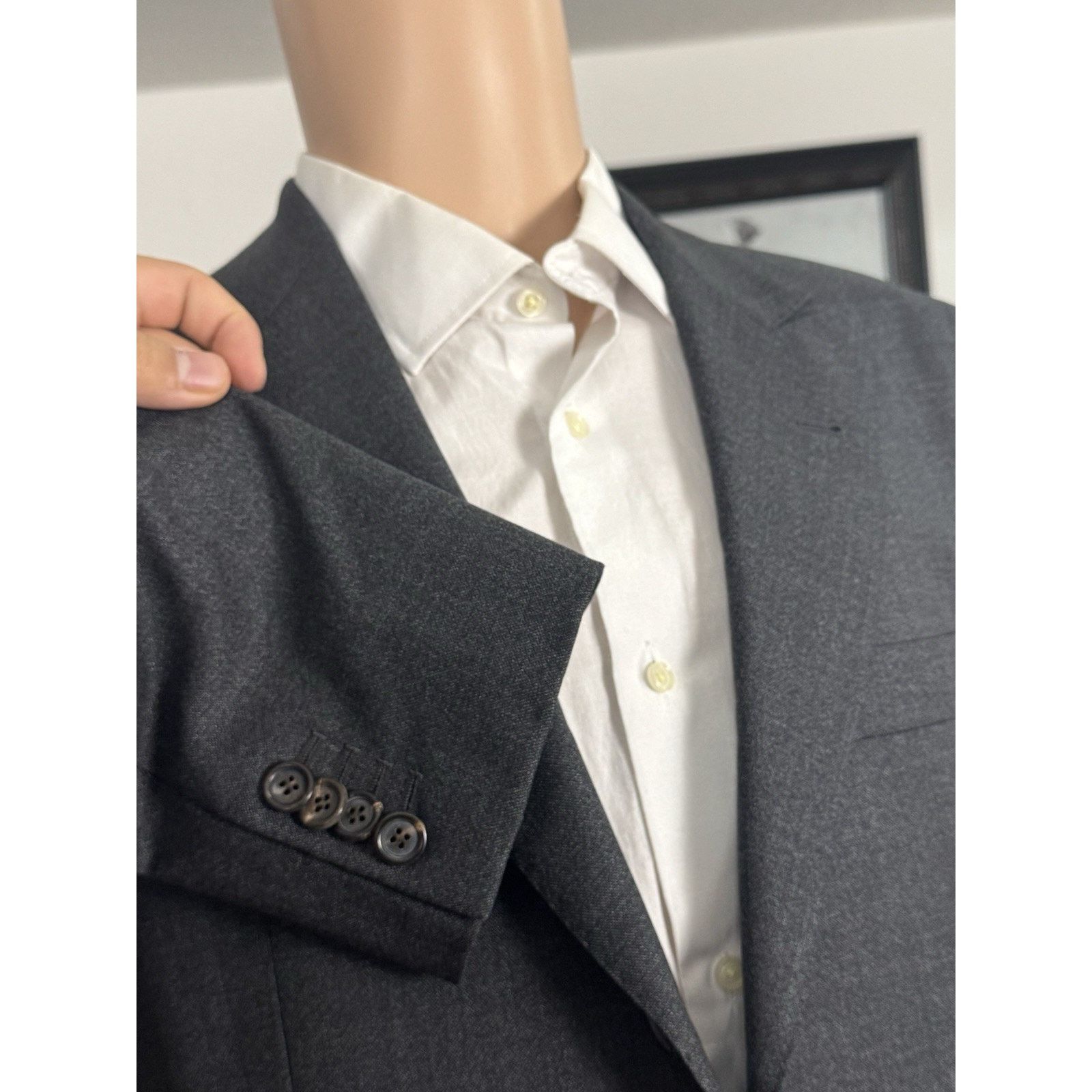 Brunello Cucinelli Brunello Cucinelli Charcoal Wool Peak Lapel Blazer 46/36 Size 36R - 5 Thumbnail