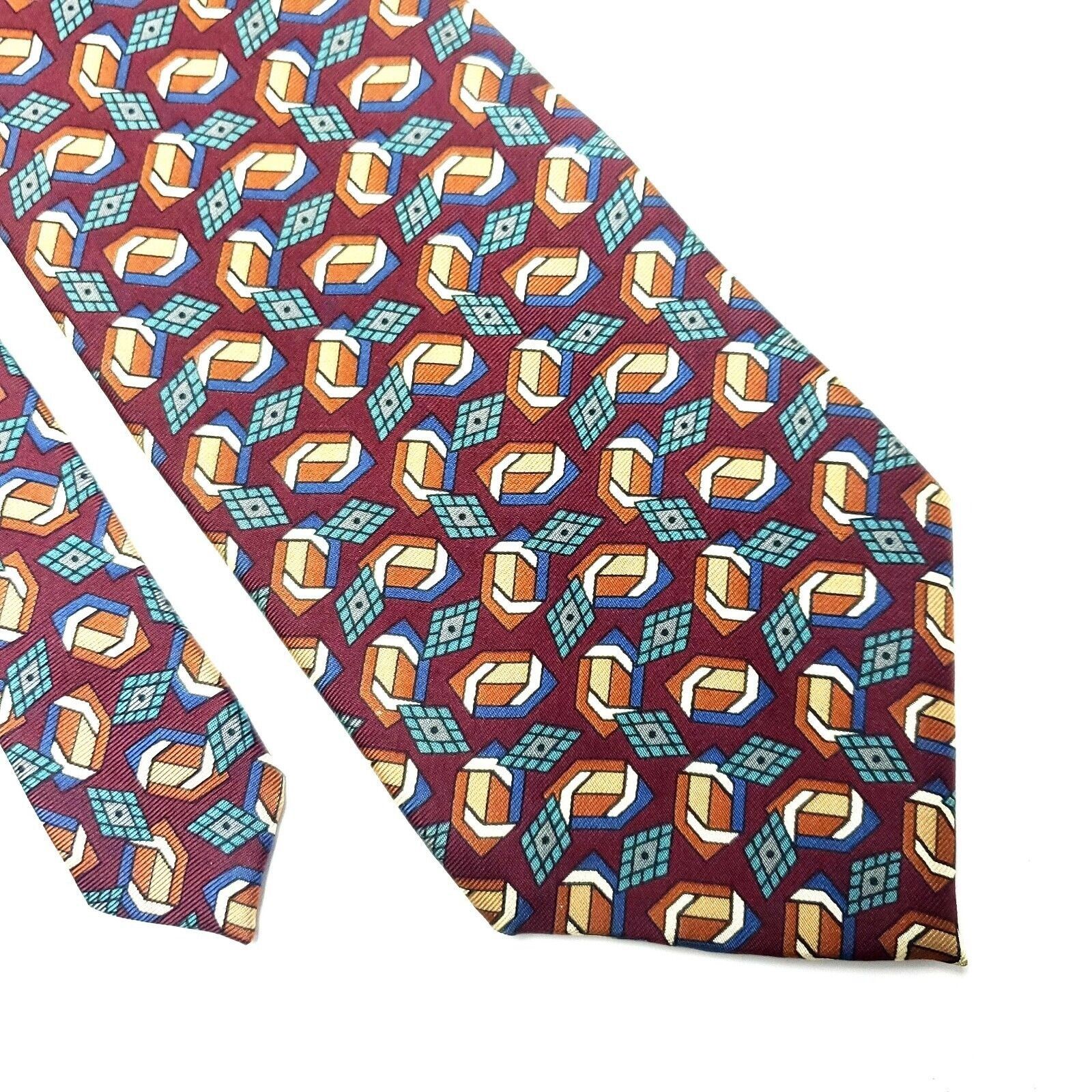Christian Dior Monsieur Christian Dior Silk Tie Print Red Geometric Italy Size ONE SIZE - 1 Thumbnail