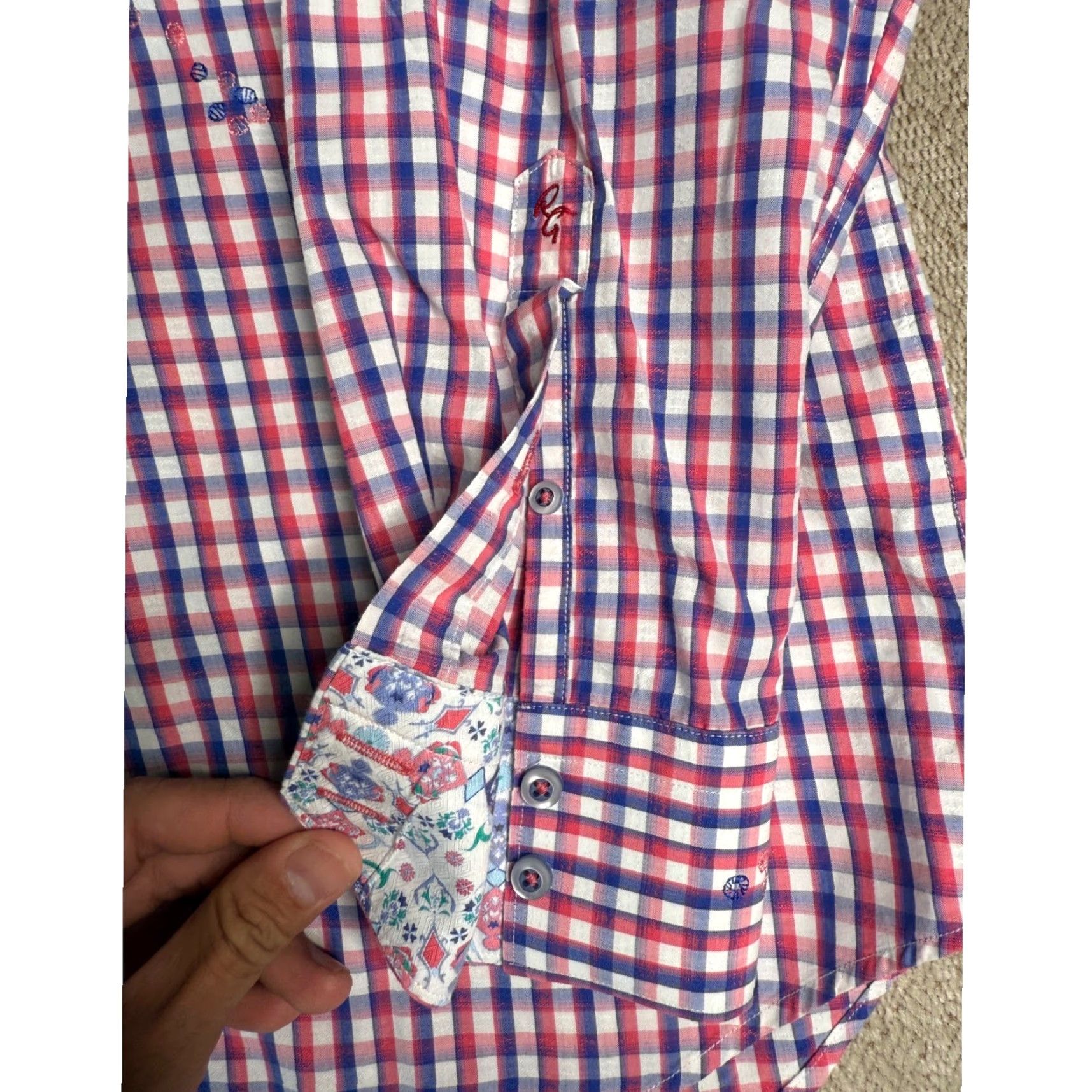 Robert Graham Robert Graham Button-Down Shirt Plaid Embroidered Long Sleeve Red Large Size US L / EU 52-54 / 3 - 7 Thumbnail