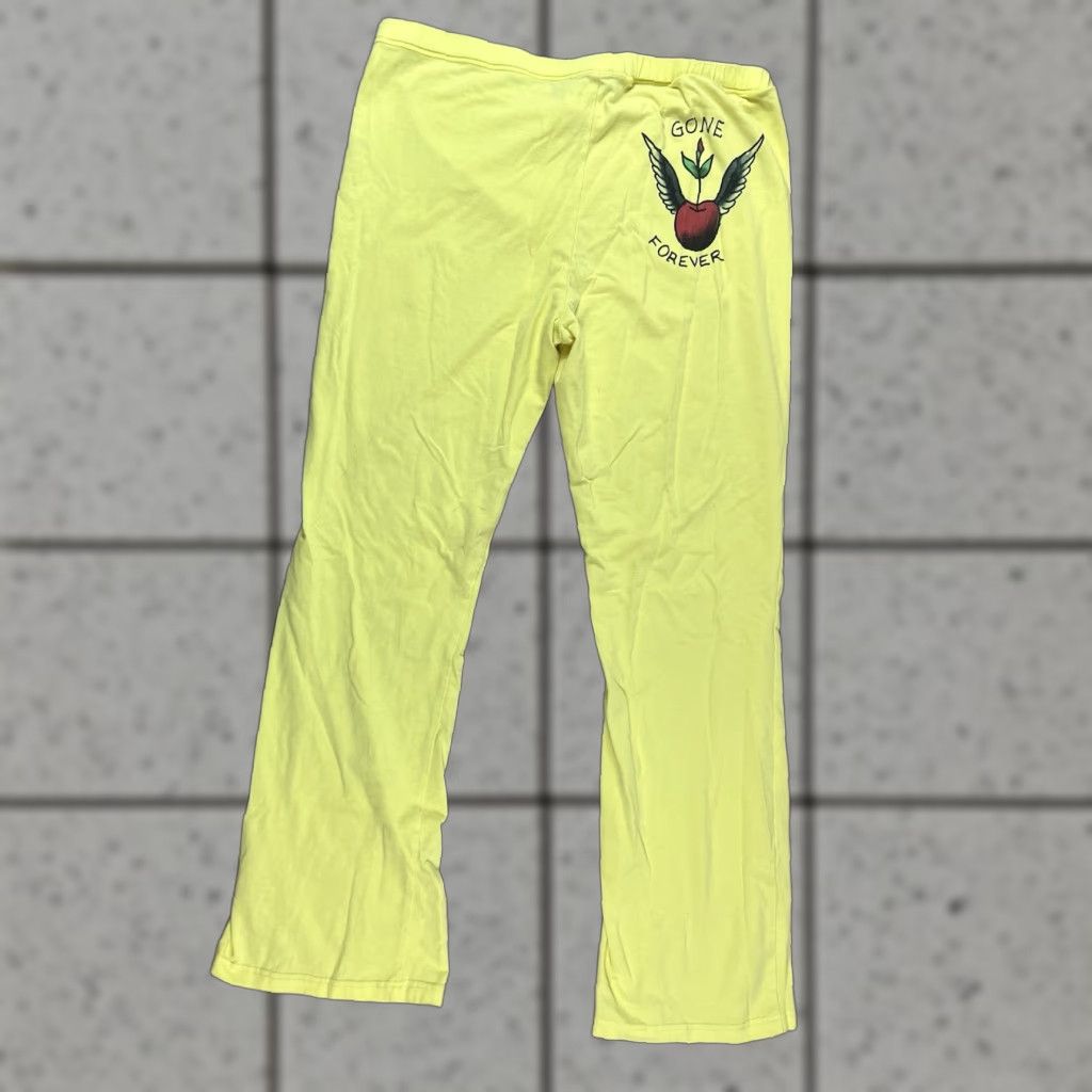 Ed Hardy VINTAGE Women’s Ed Hardy Gone Forever Cherry Wings Logo Yellow Pants Large Women activewear Sweatpants L Size 36" / US 14 / IT 50 - 1 Thumbnail