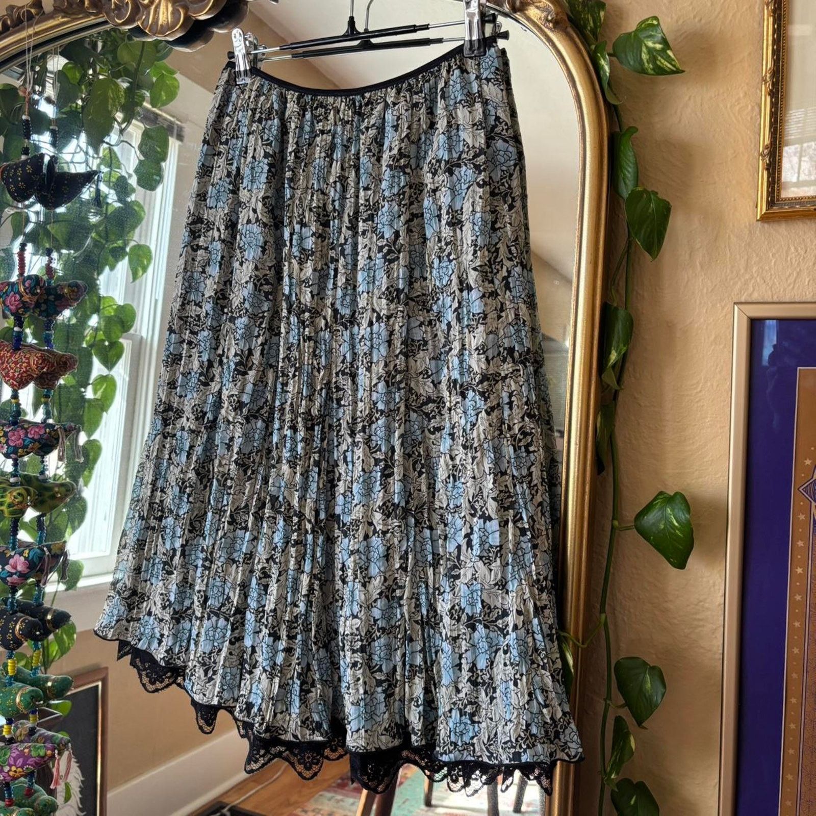 Worthington Vintage Worthington Blue Floral Midi Skirt Medium Y2K Fairy Size 24" / US 00 / IT 34 - 3 Thumbnail