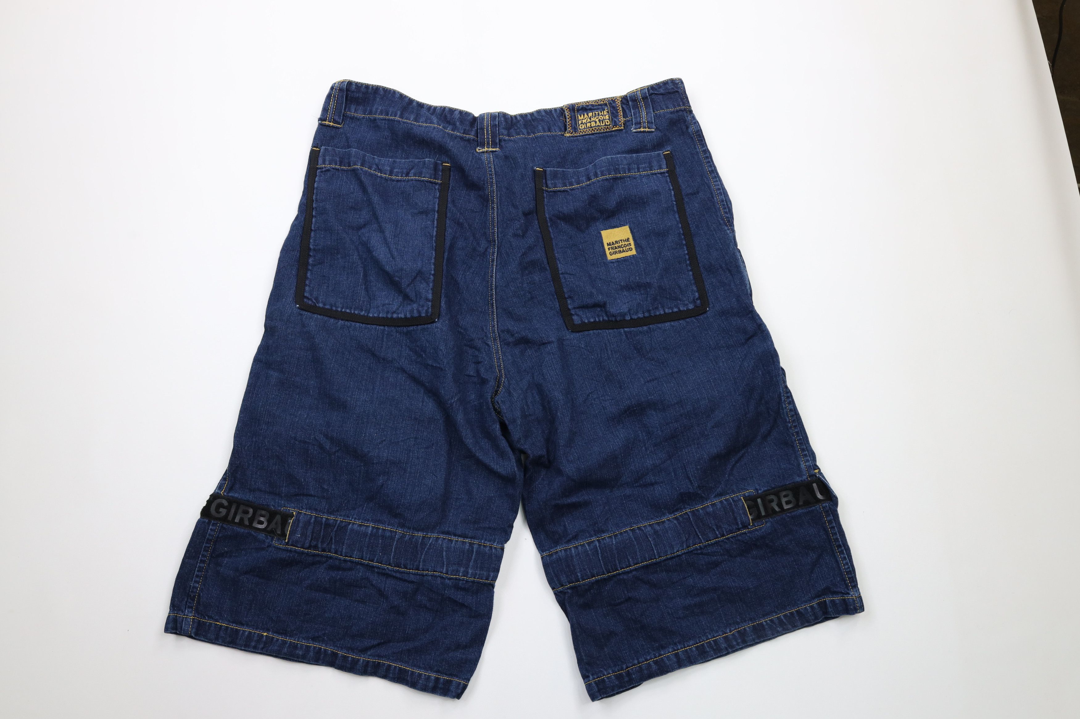 Marithe + Francois Girbaud × Vintage Vintage 90s Marithe Francois Girbaud Strap Denim Shorts Size US 38 / EU 54 - 10 Thumbnail