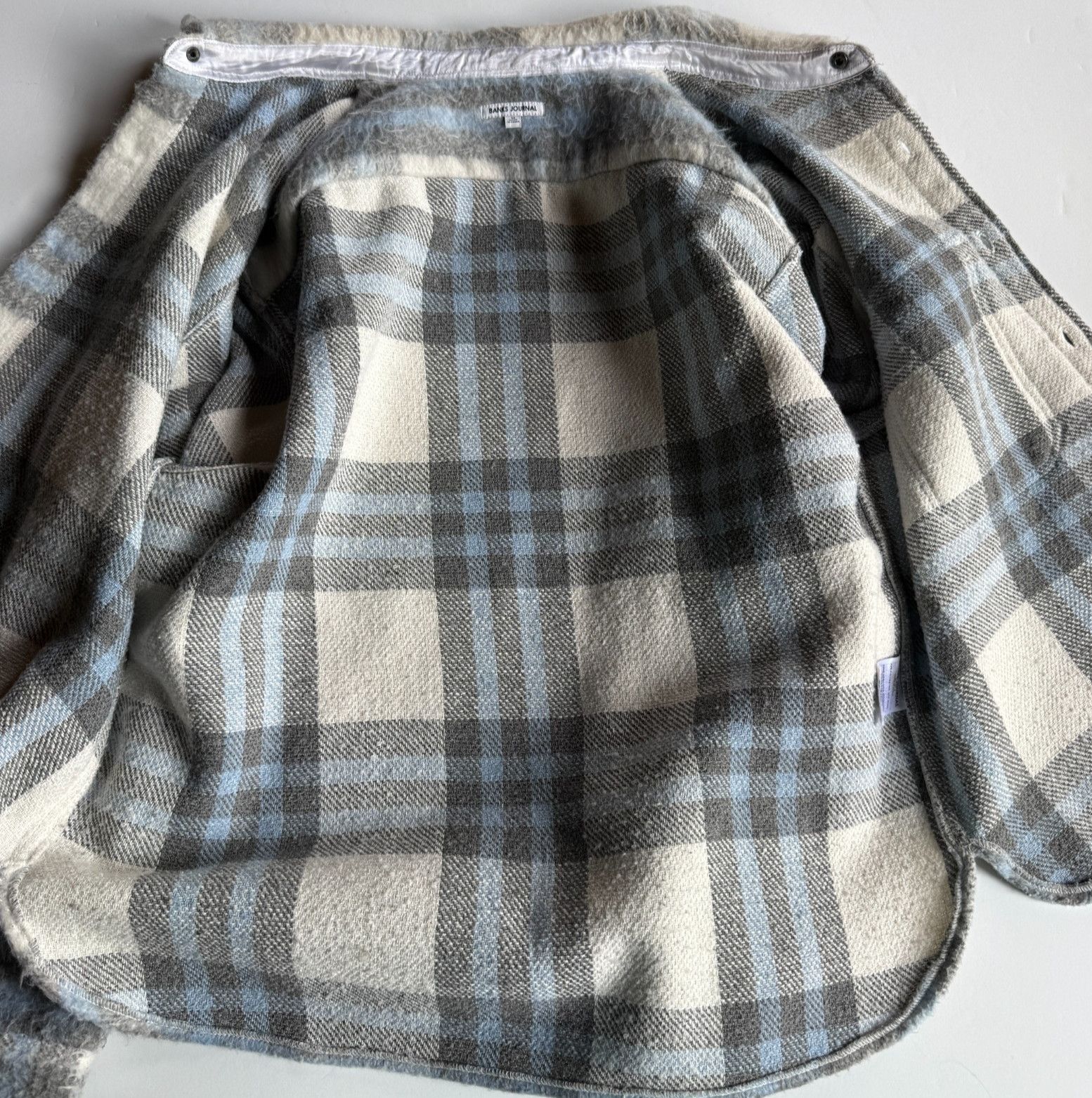 Banks Journal Banks Journal Blue Fuzzy Plaid Wool Blend Overshirt Jacket Size US M / EU 48-50 / 2 - 3 Thumbnail