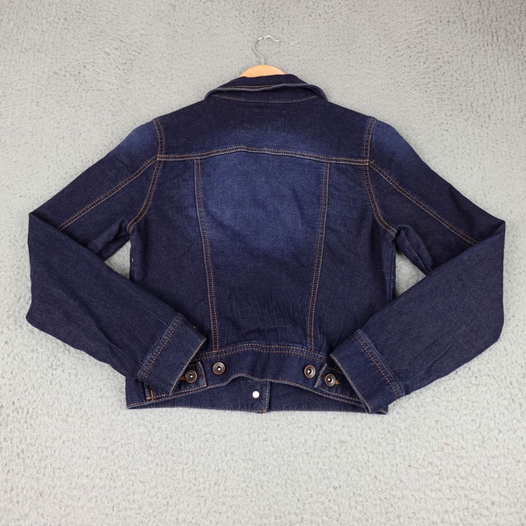 Vintage Rewash Denim Jacket Womens Small Blue Trucker Dark Wash Button Front Casual Jeans Jacket Size 28" / US 6 / IT 42 - 2 Thumbnail