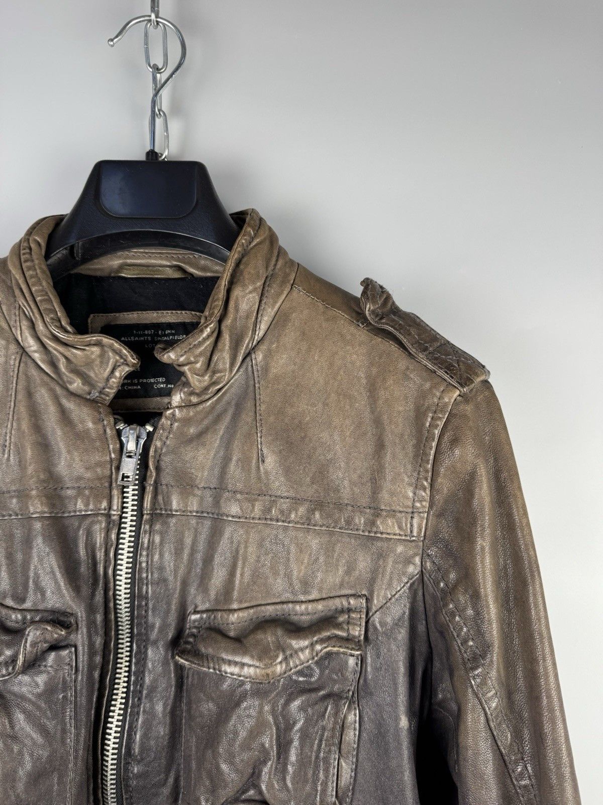 Allsaints AllSaints Post Commander Leather Biker Jacket Brown Womens Size M / US 6-8 / IT 42-44 - 6 Thumbnail