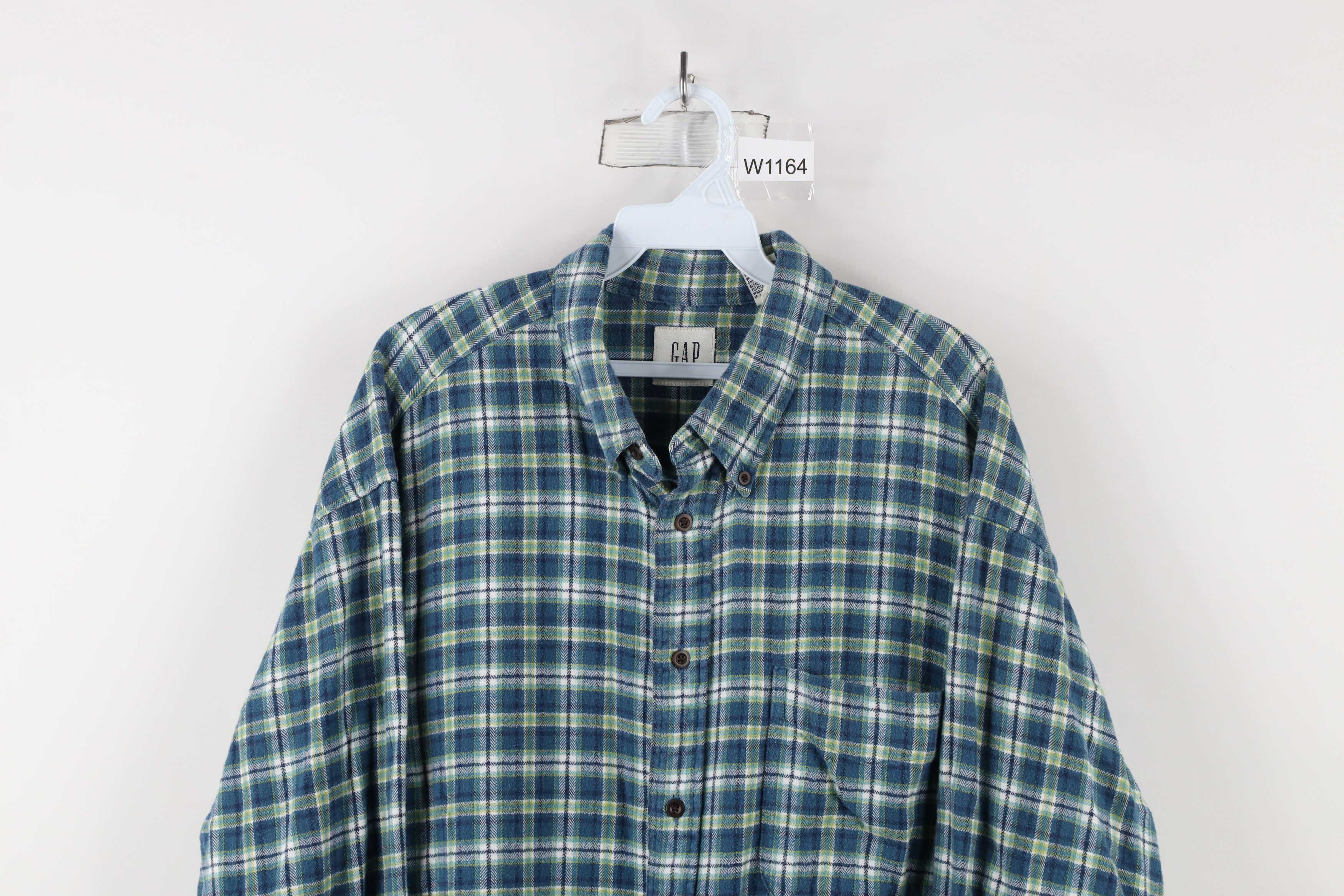 Gap × Vintage Vintage 90s Gap Collared Button Down Shirt Blue Plaid Size US XL / EU 56 / 4 - 2 Thumbnail