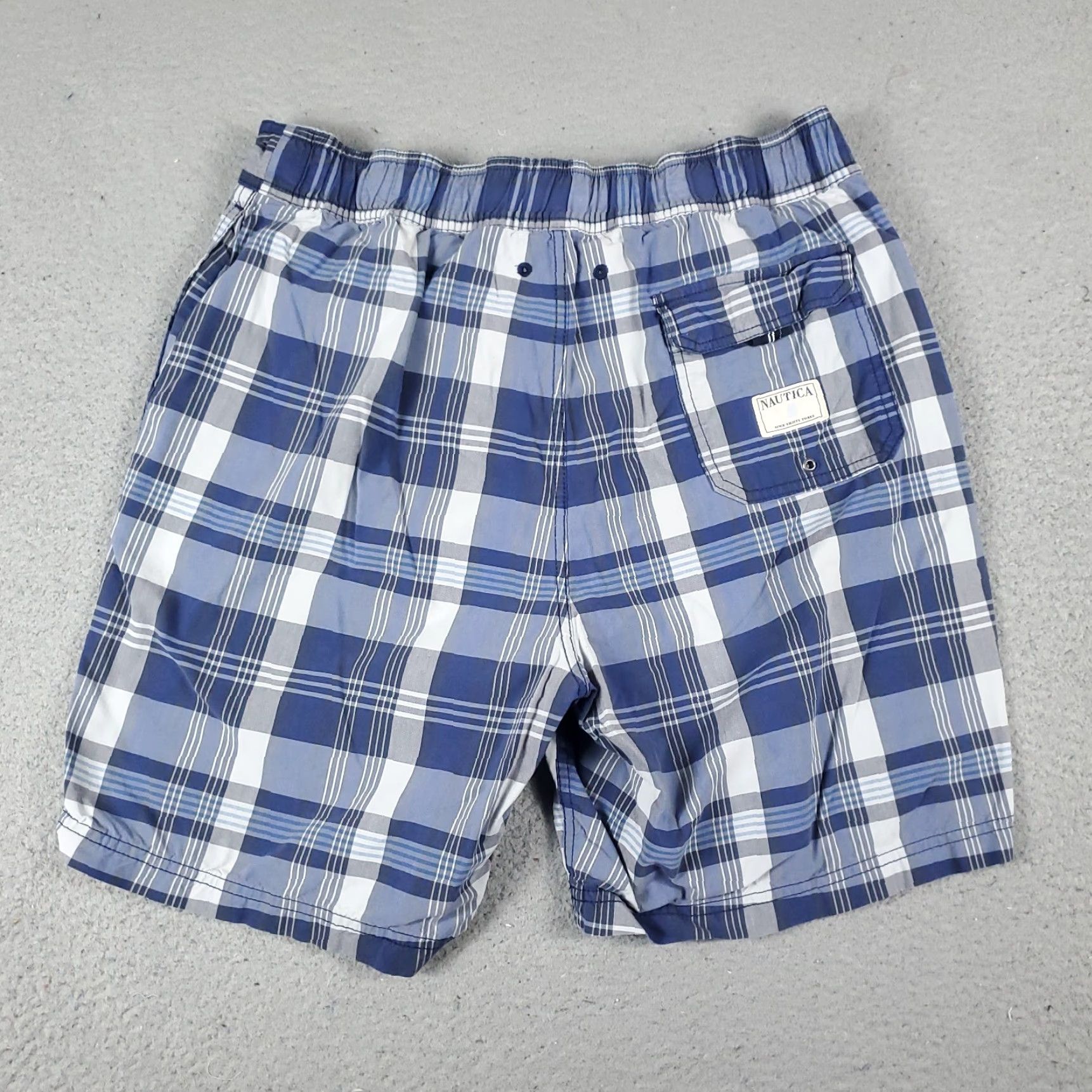 Nautica Nautica Swink Trunks Mens Medium Blue Plaid Tropical Surf Beach Board Shorts Size US 31 - 6 Thumbnail