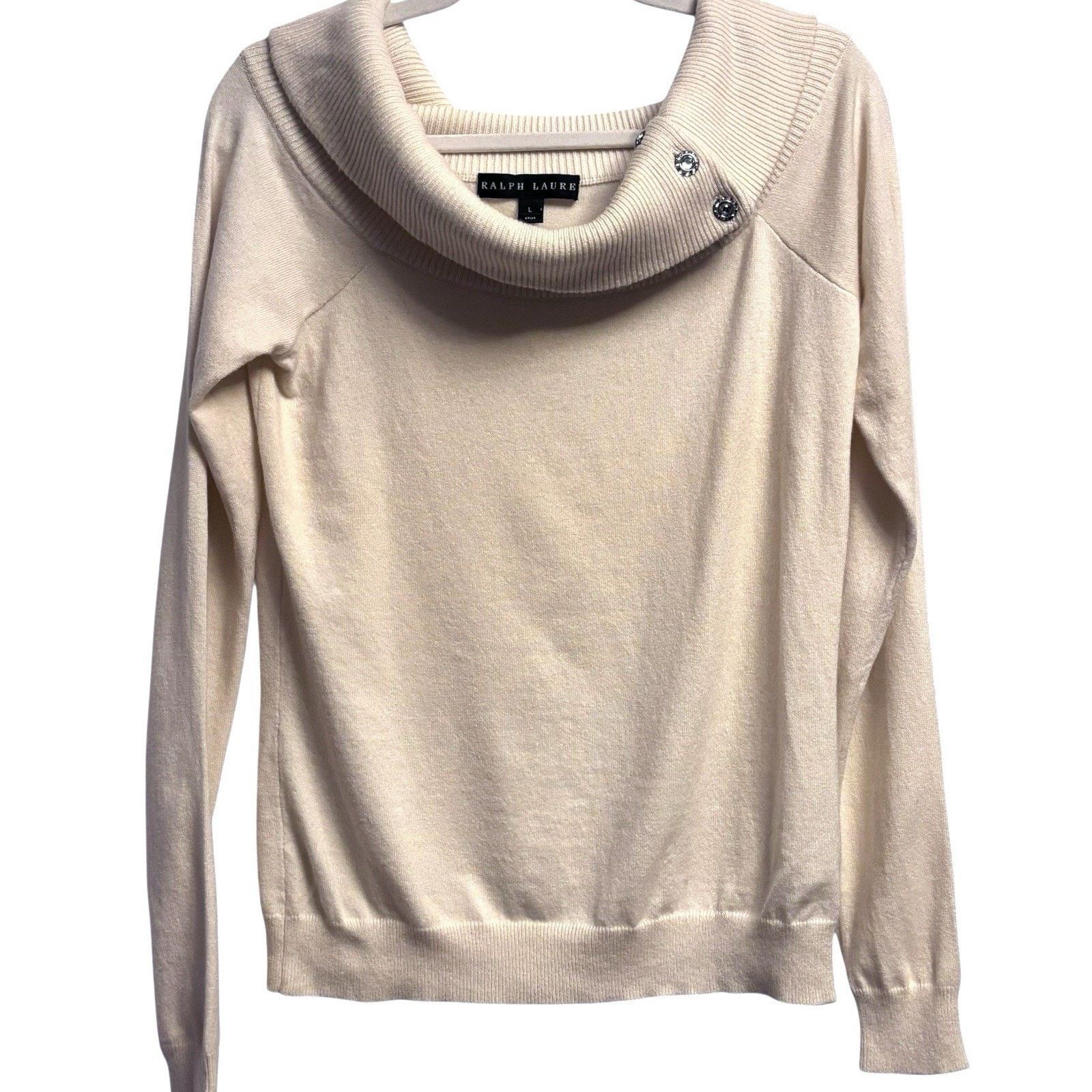 Ralph Lauren Black Label Ralph Lauren Black Label Cream Cashmere Cowl Neck Large* Size S / US 4 / IT 40 - 1 Thumbnail
