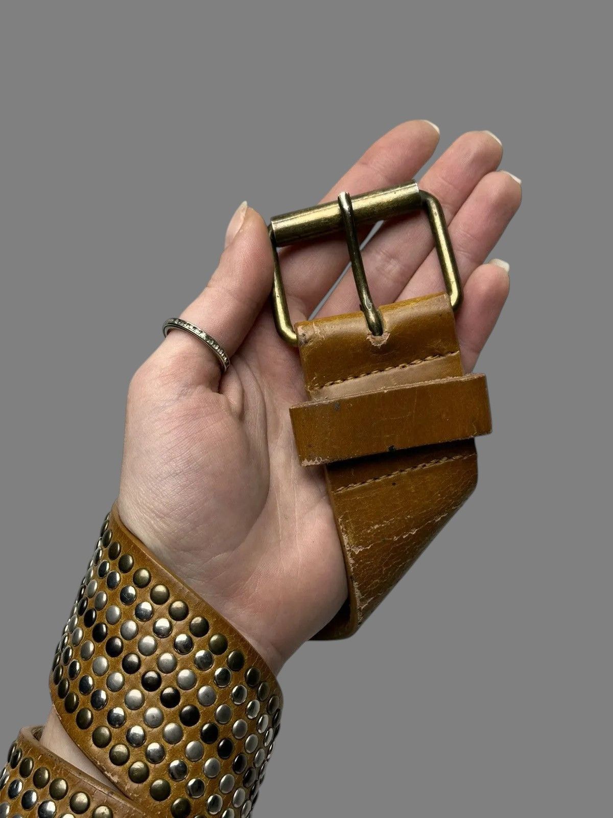 Beauty Beast Vintage Brown Leather Belt Classic Italian Handmade Style Size ONE SIZE - 3 Thumbnail