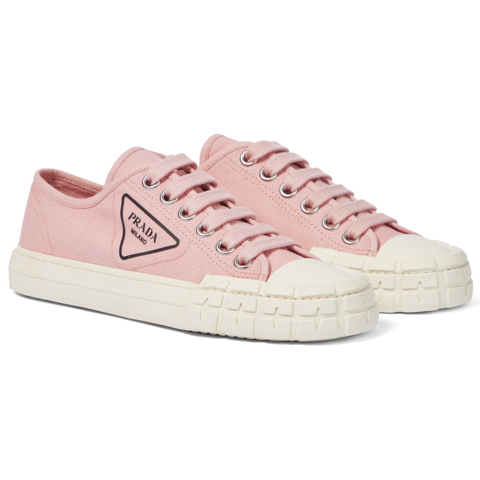Prada Prada Wheel Pesco Pink Logo Lace Up Tie Flat Low Top Sneaker Size US 7 / IT 37 - 2 Thumbnail