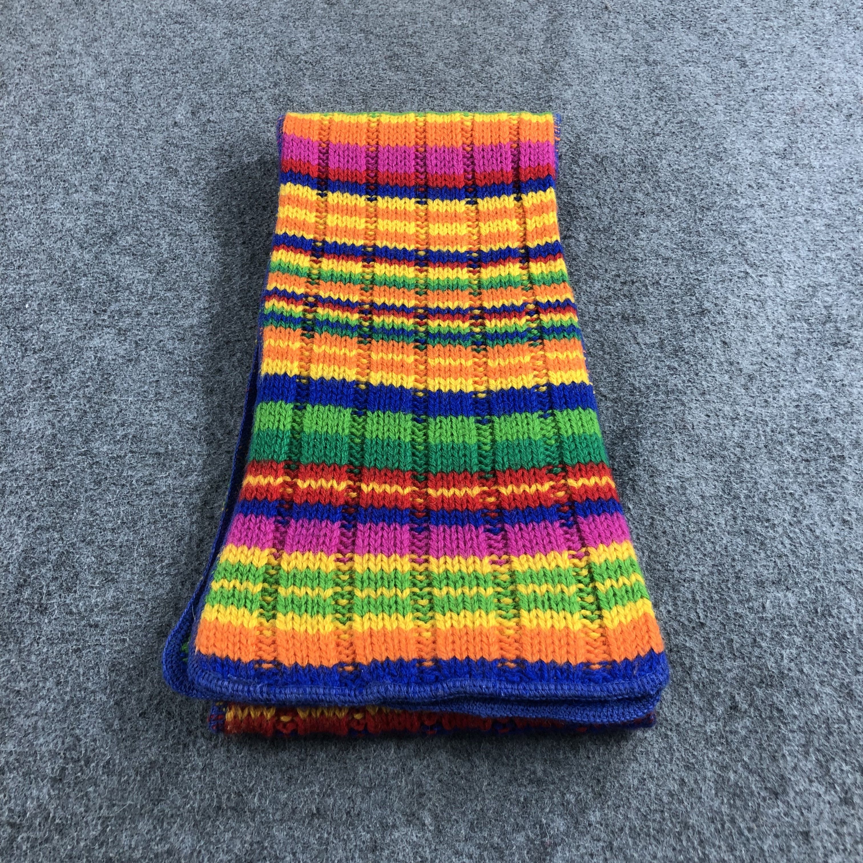 United Colors Of Benetton United Colors of Benetton Rainbow Wool Scarf Muffler V889 Size ONE SIZE - 1 Thumbnail