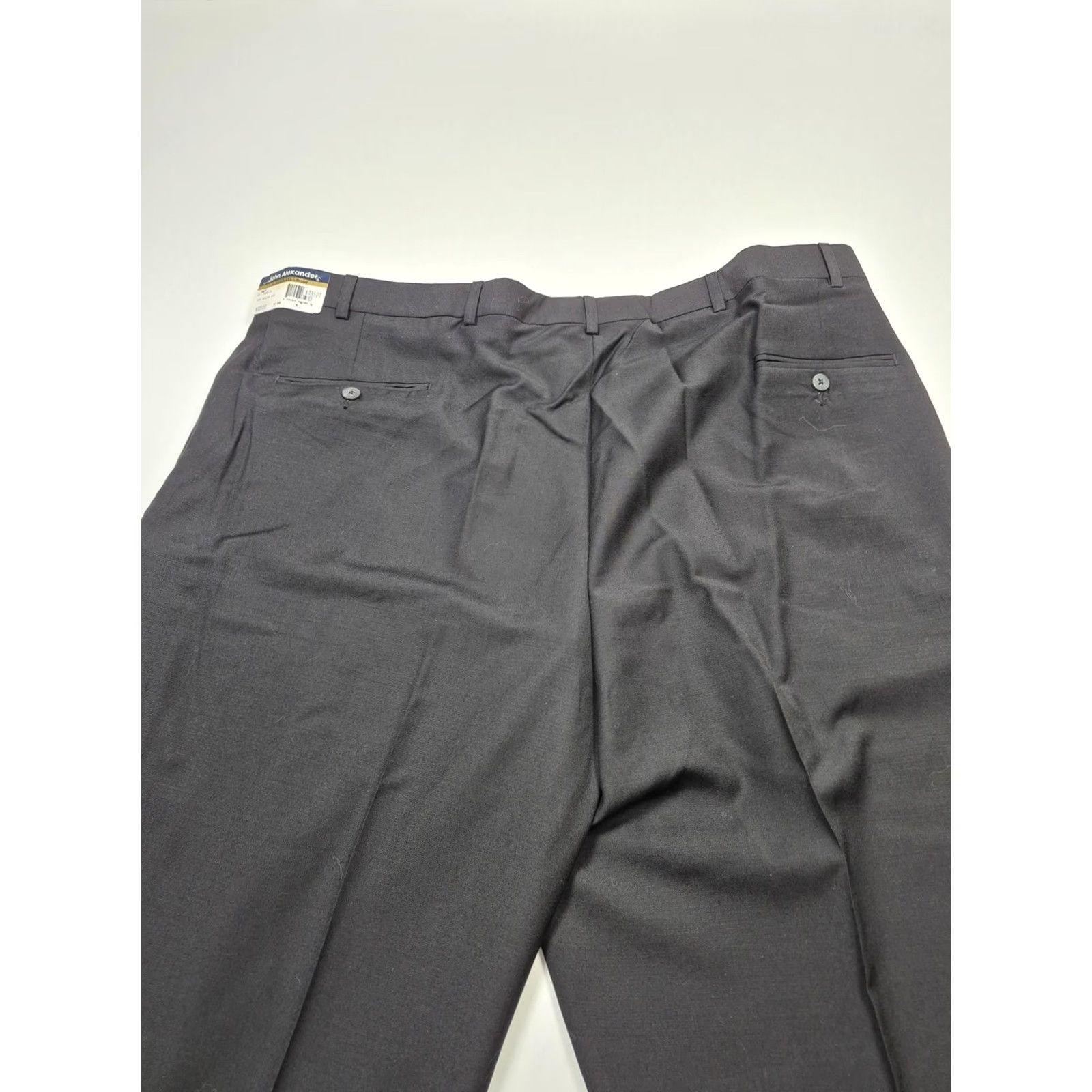 Vintage John Alexander Dress Pants Mens 46x36 Gray Worsted Wool Pleated Unhemmed USA NWT Size US 30 / EU 46 - 6 Thumbnail