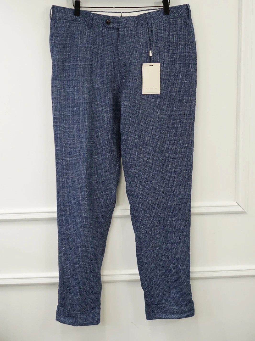 Suitsupply Men Suitsupply Pants Navy Blue Wool Silk & Linen UK/US42 Size 42R - 1 Thumbnail