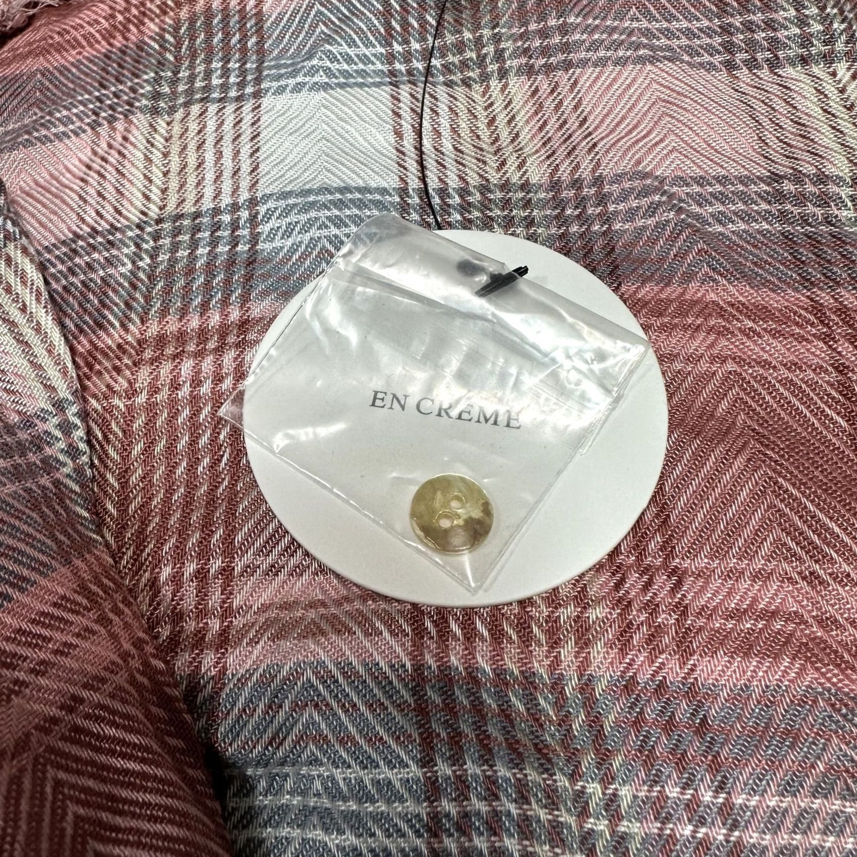 Vintage En Creme Pink Gray Plaid Cropped Shirt Knot Tie Front Short Sleeve Rayon M NWT Womens Shirt Size M / US 6-8 / IT 42-44 - 7 Thumbnail