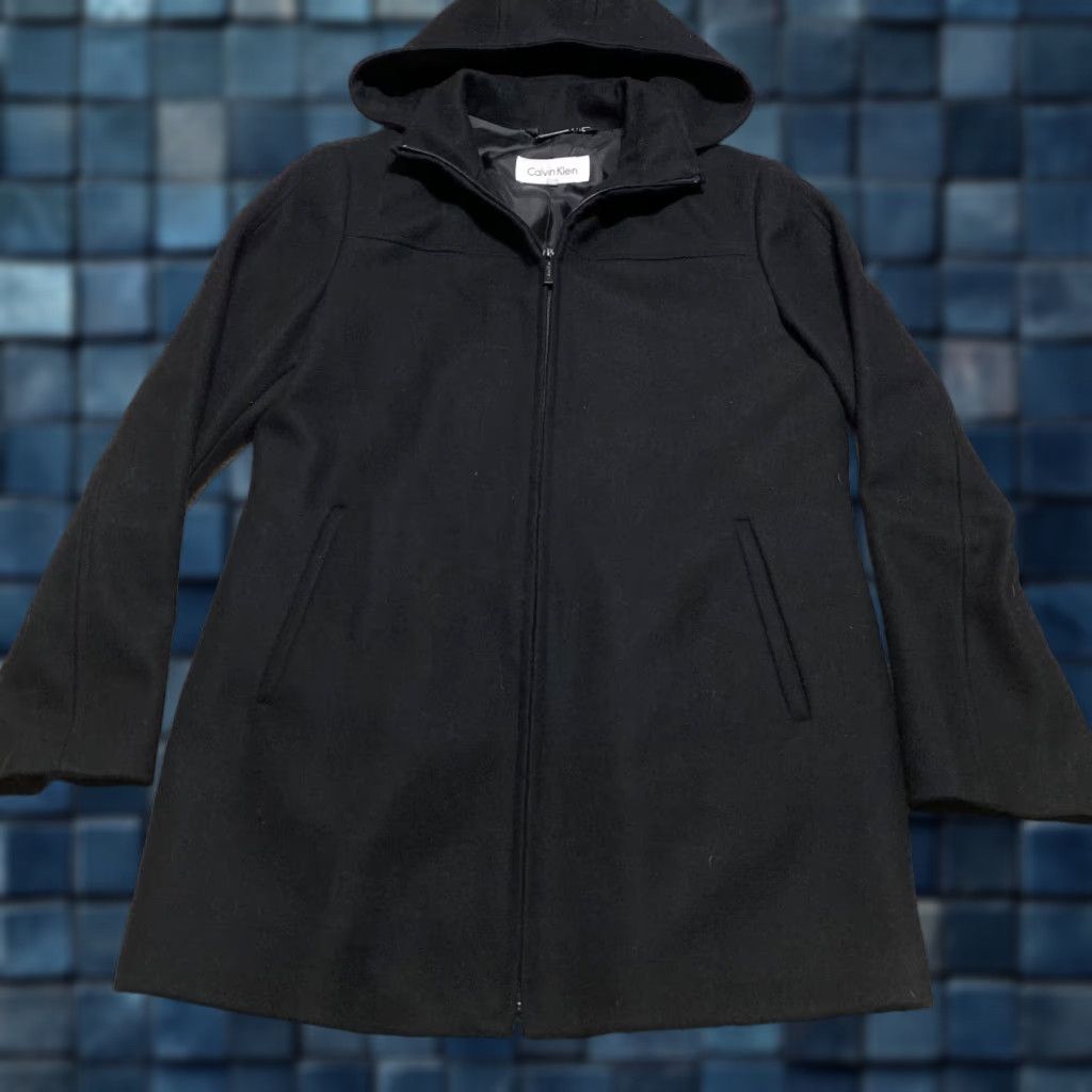 Calvin Klein Calvin Klein Coat Wool Blend Black Full Zip Hooded Womens Size 4 Long Sleeve Solid Front Zip Logo Vintage No 2000s Shirt? Size S / US 4 / IT 40 - 1 Thumbnail