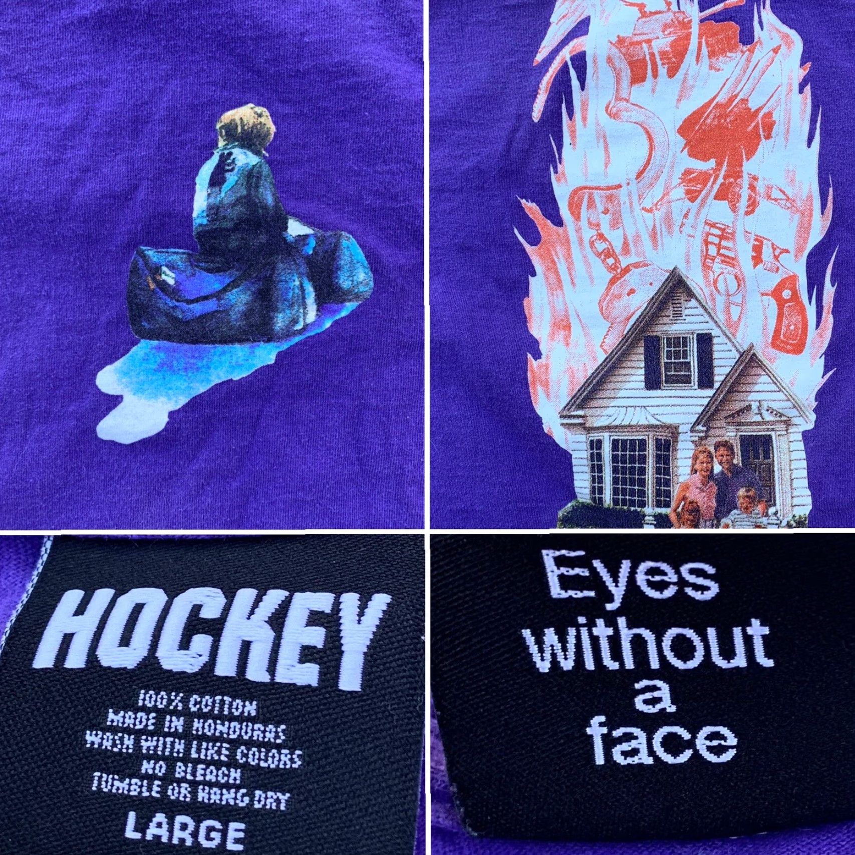 Vintage VINTAGE Hockey Shirt Mens L Purple Graphic Print Burnt House T-Shirt Long Sleeve FA Hockey Size US L / EU 52-54 / 3 - 2 Thumbnail