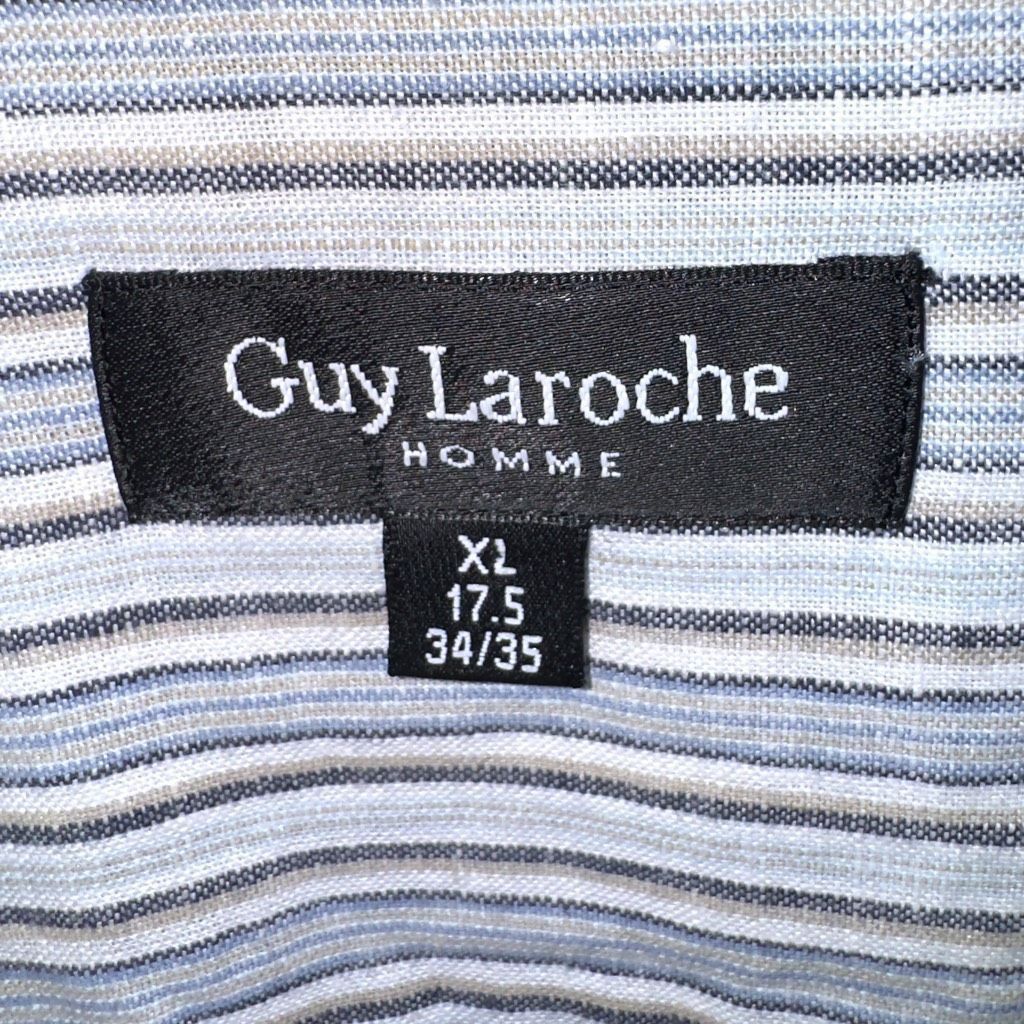 Guy Laroche Guy Laroche Gray Striped Linen Button Up Shirt XL Size US XL / EU 56 / 4 - 2 Thumbnail