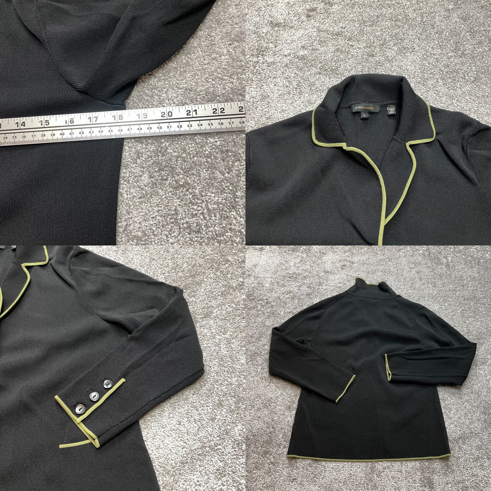 Bcbgmaxazria BCBGMAXAZRIA Blazer Jacket Womens L Black Stretch Rayon Button Up Size L / US 10 / IT 46 - 8 Thumbnail