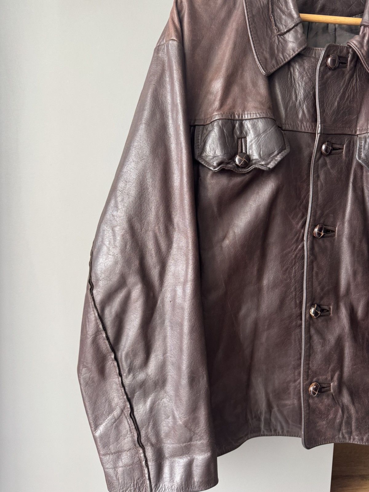 Hysteric Glamour Vintage Avant-Garde Brown/Burgundy Leather Jacket Y2K Punk Size US L / EU 52-54 / 3 - 2 Thumbnail
