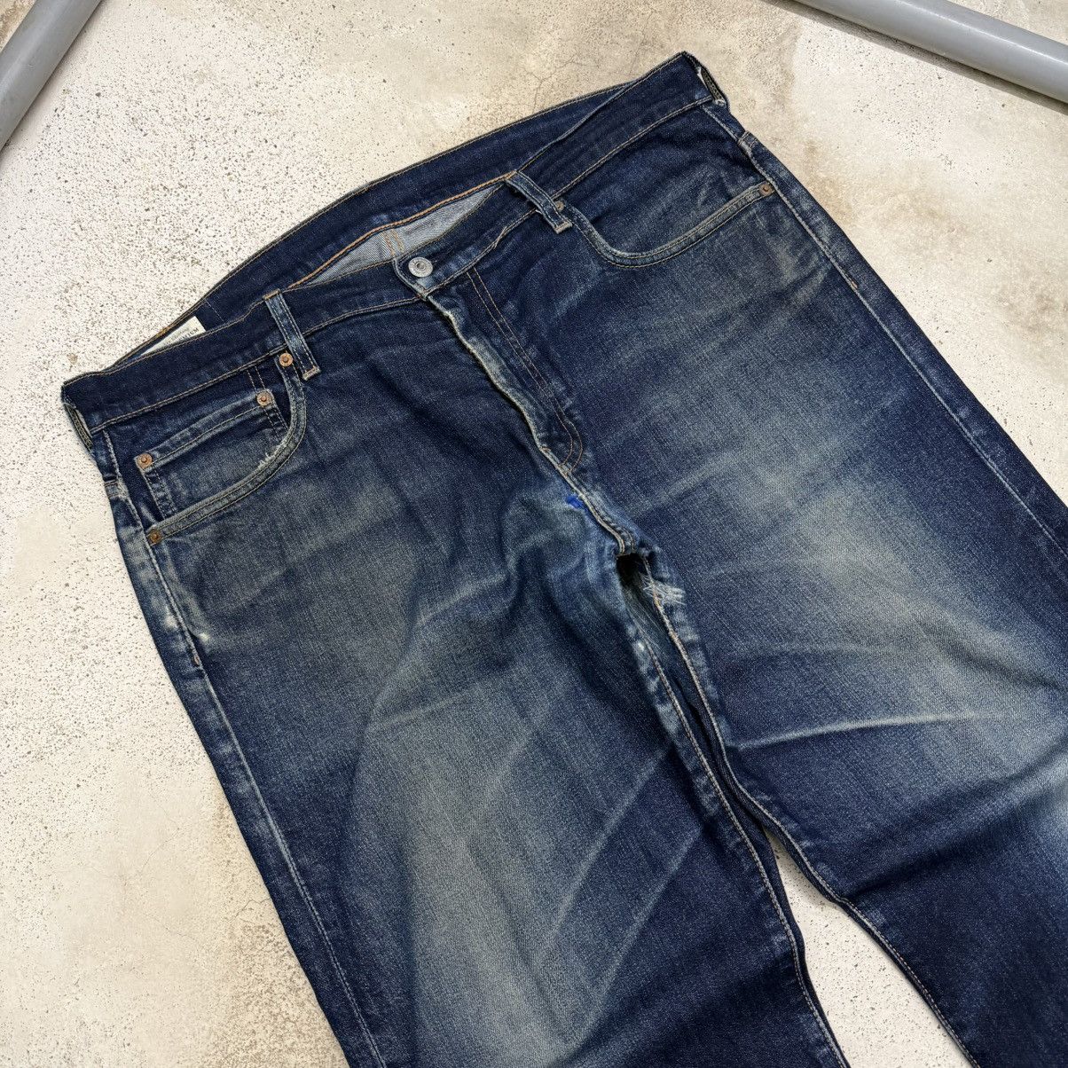 Levi's Levis 569 Big E Distressed Repaired Stretch Denim Pants Size US 35 - 4 Thumbnail