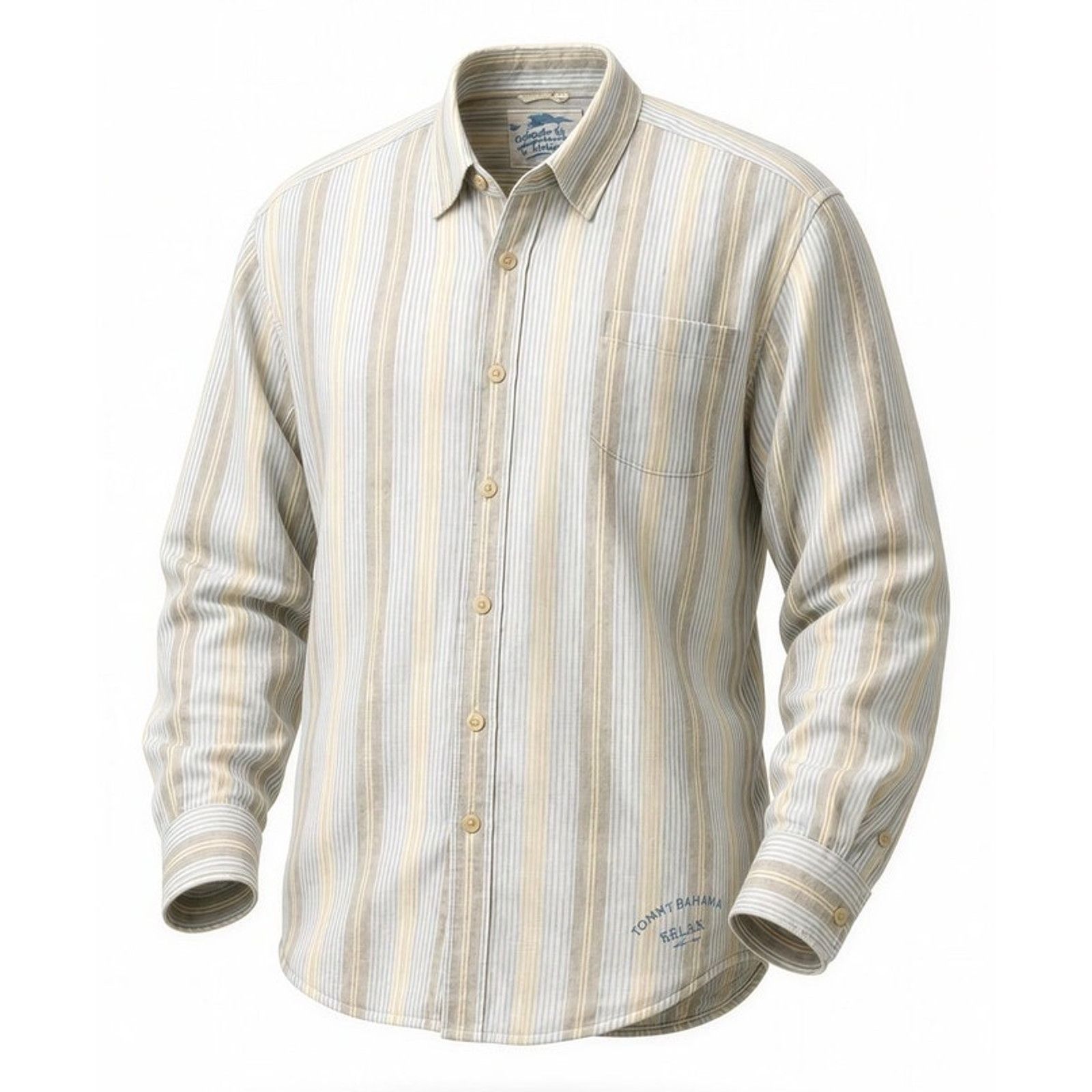 Tommy Bahama Tommy Bahama Shirt Mens 2XL Beige Striped Button-Up Size US XXL / EU 58 / 5 - 1 Thumbnail