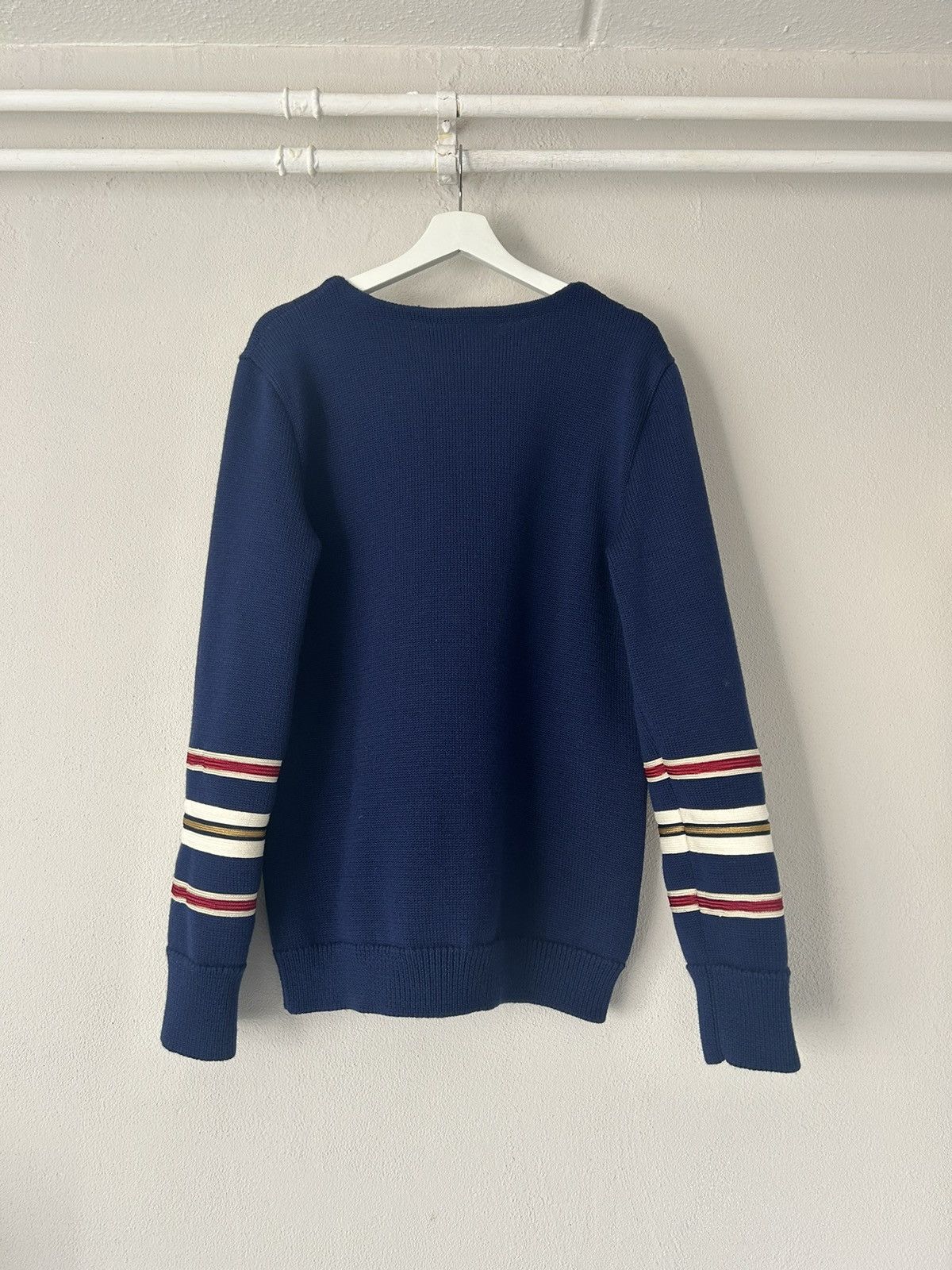 Gucci Navy Stripe Embroidered Wool Sweater Size US L / EU 52-54 / 3 - 11 Thumbnail