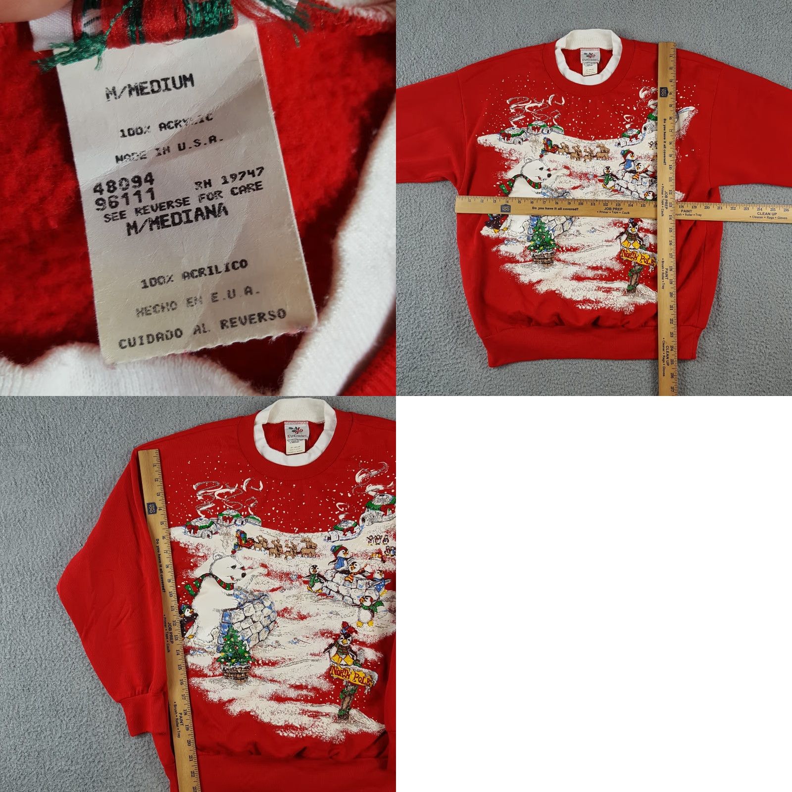 Poler VINTAGE Nut Cracker 90s North Pole Christmas Polar Bear SweatshirtCrewneck Fleece Pullover Size M Red Women or Mens (depending) Unisex Adults Size US M / EU 48-50 / 2 - 8 Thumbnail