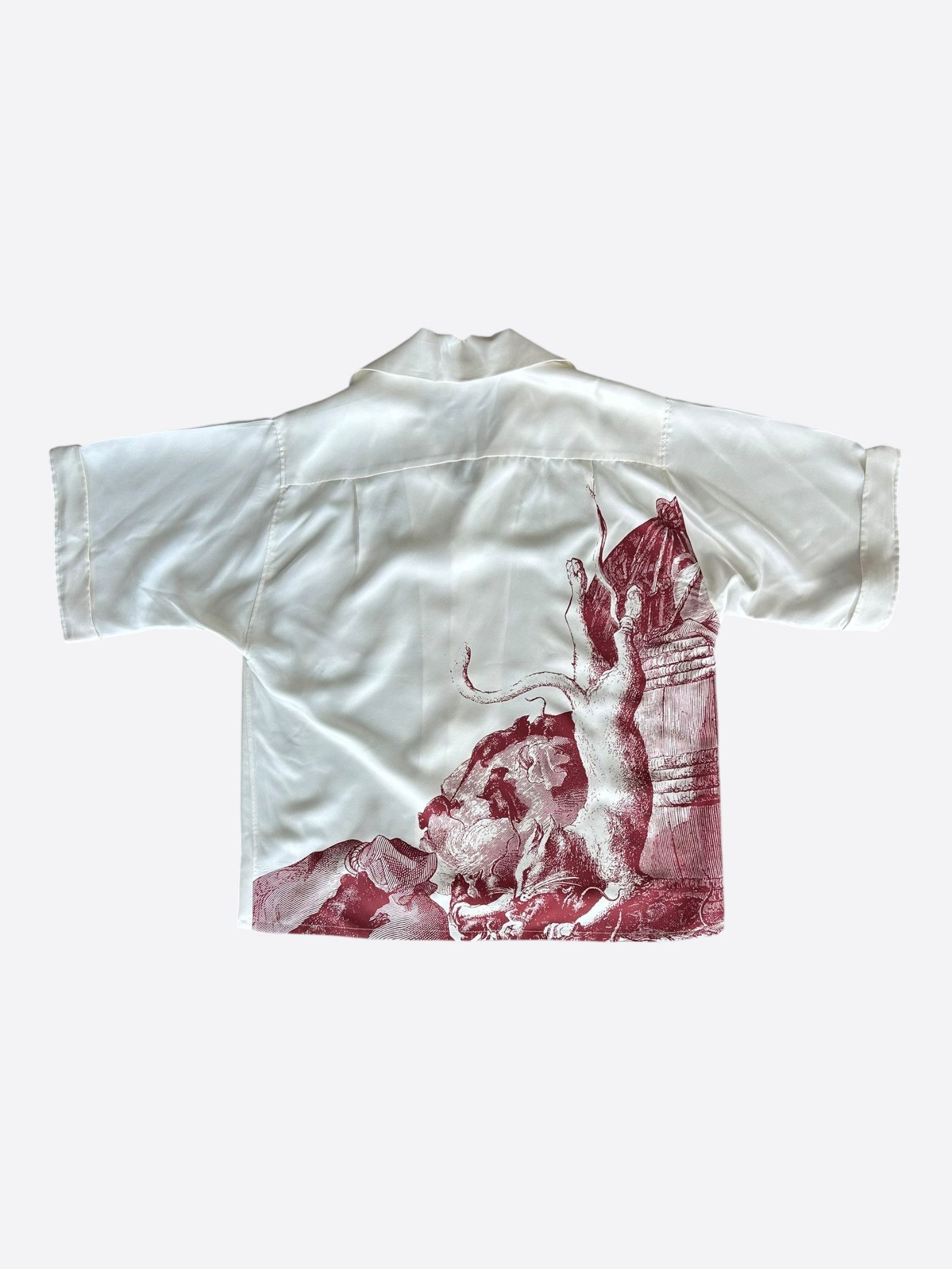 Enfants Riches Deprimes White & Red Rat Palace Silk Button Up Shirt Size US XL / EU 56 / 4 - 2 Thumbnail