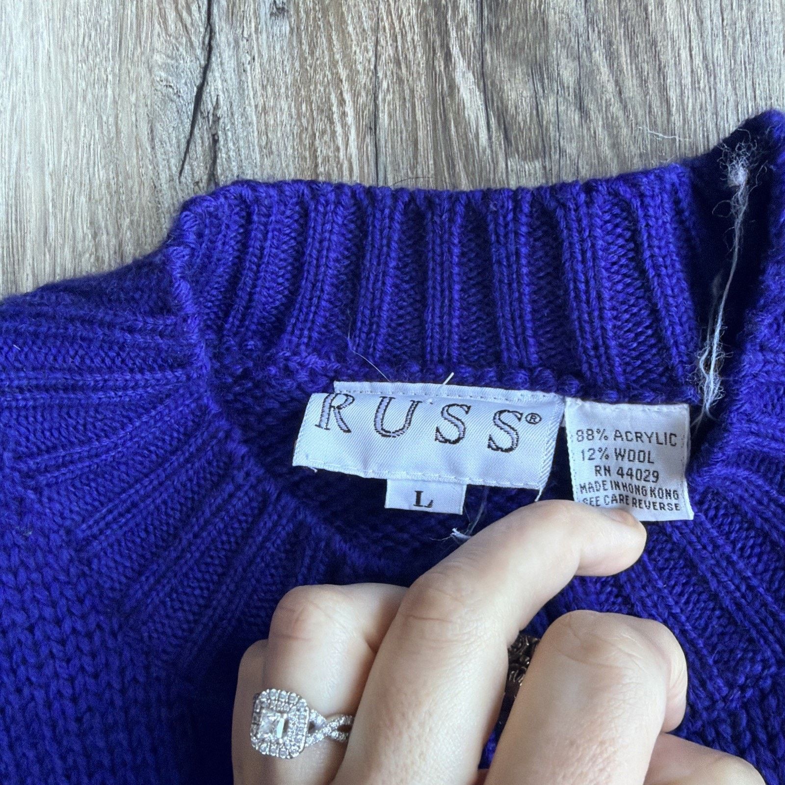 Norman Russell Vintage Purple Flower Silver Button Wool Cardigan Sweater L Size L / US 10 / IT 46 - 3 Thumbnail
