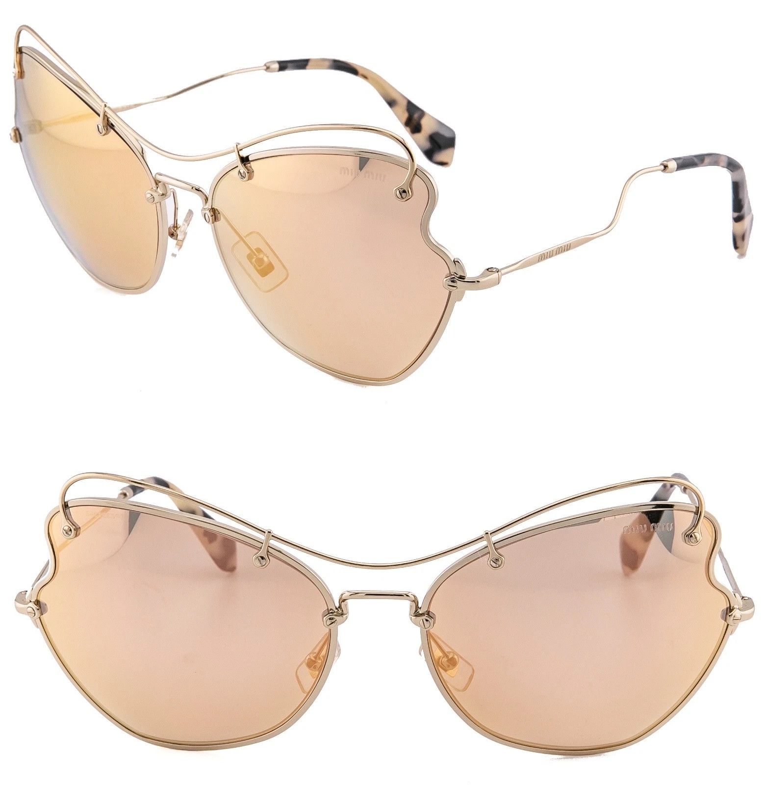 Miu Miu MIU MIU MU56RS SCENIQUE 56R Gold Mirrored Fashion Sunglass Size ONE SIZE - 1 Thumbnail