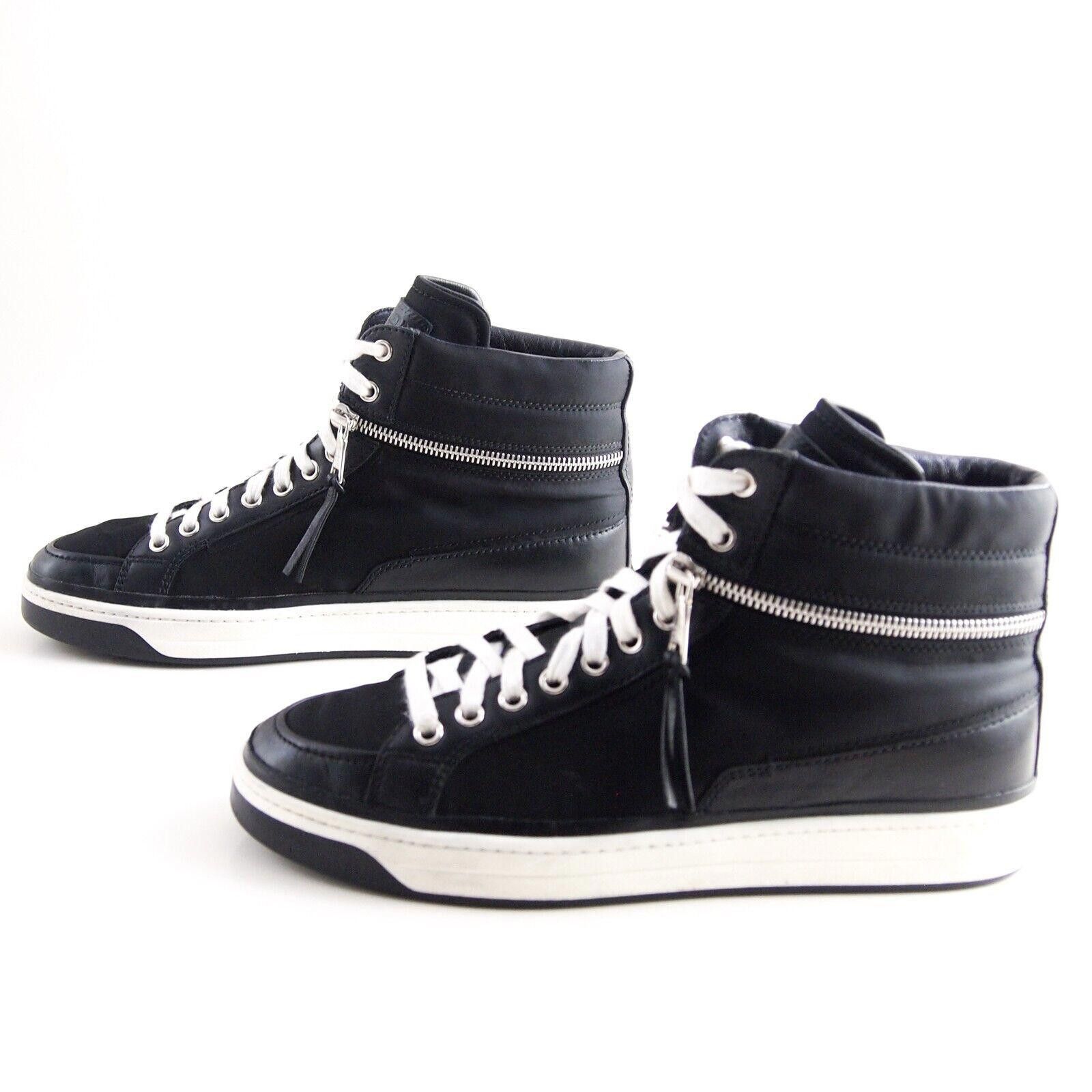 Prada Prada High Sneakers Black Leather Nylon Size US 10.5 EU 40.5 Size US 10.5 / IT 40.5 - 2 Thumbnail