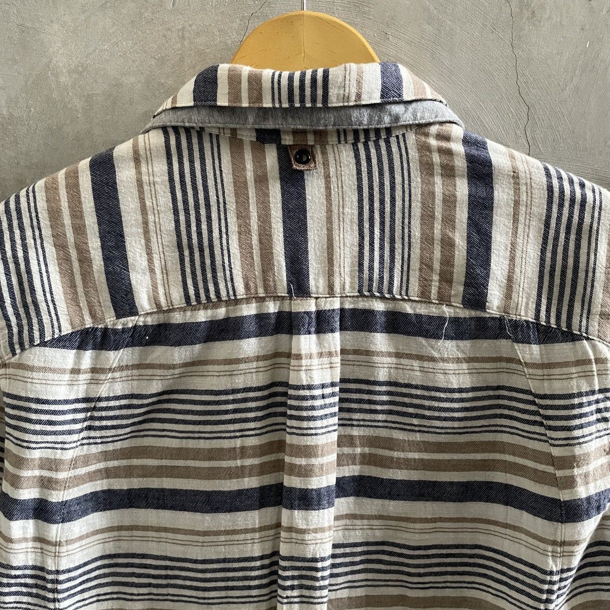 If Six Was Nine × Le Grande Bleu (L.G.B.) × PPFM PPFM Eastern Rock double collar stripes shirt Size US L / EU 52-54 / 3 - 4 Thumbnail