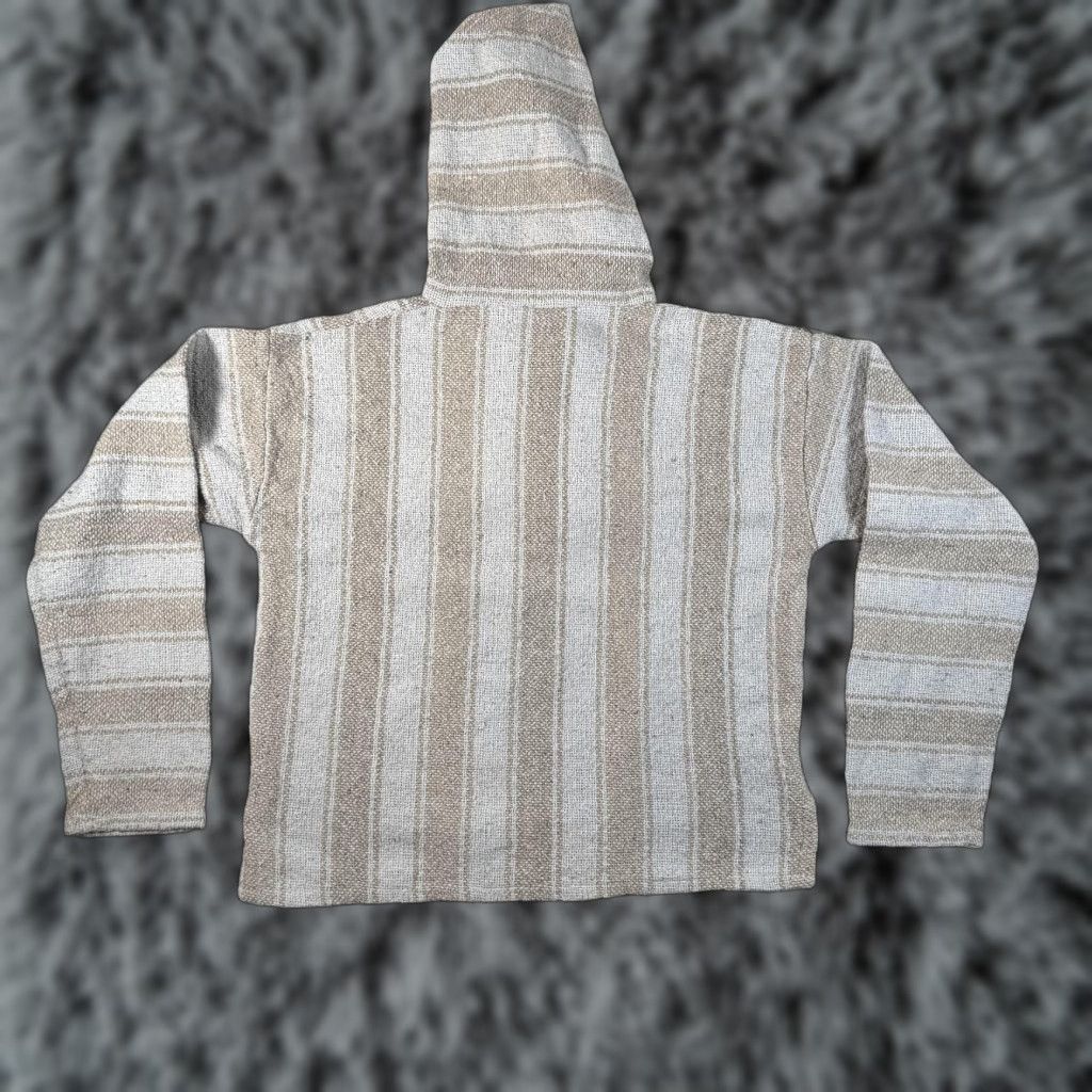 Vintage Baja Hoodie L Striped Woven Pullover Drug Rug Poncho Surfer Skater Festival Boho Mens Size US L / EU 52-54 / 3 - 1 Thumbnail