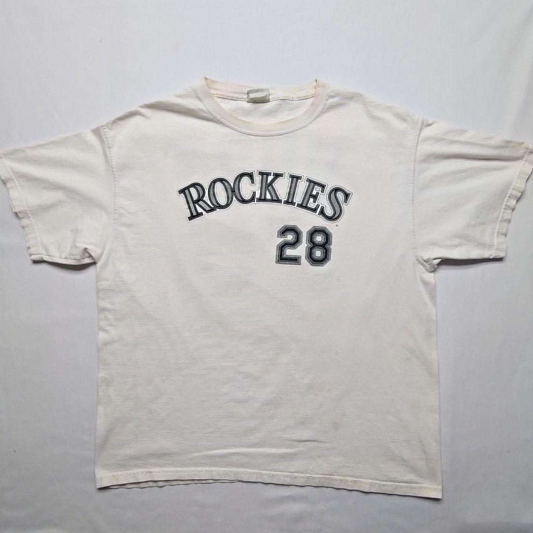 Lee Vintage Lee Sport Rockies Cook 28 White Baseball Shirt XL Size US XL / EU 56 / 4 - 1 Thumbnail