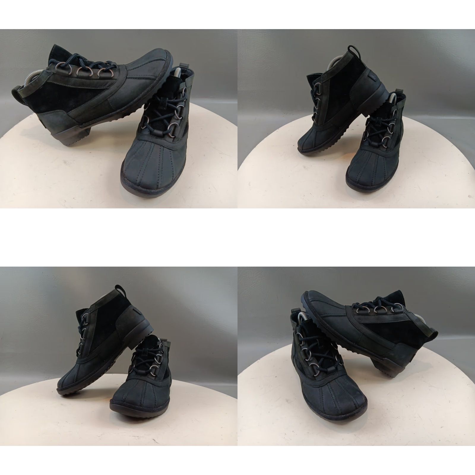 Ugg UGG Duck Boot Women 6.5 Black Leather Shearling Waterproof Lace Up Outdoor Boots Size US 7 / IT 37 - 9 Thumbnail