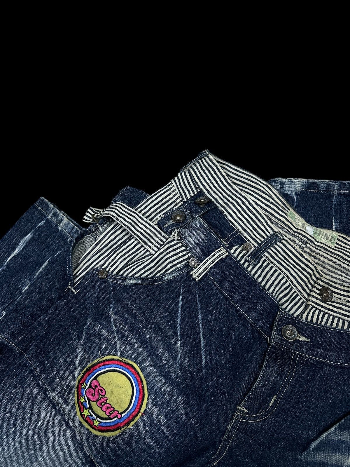Kapital Double Waist💥 Blue Washed Embroid Hickory Style 💥 Size US 36 / EU 52 - 9 Thumbnail